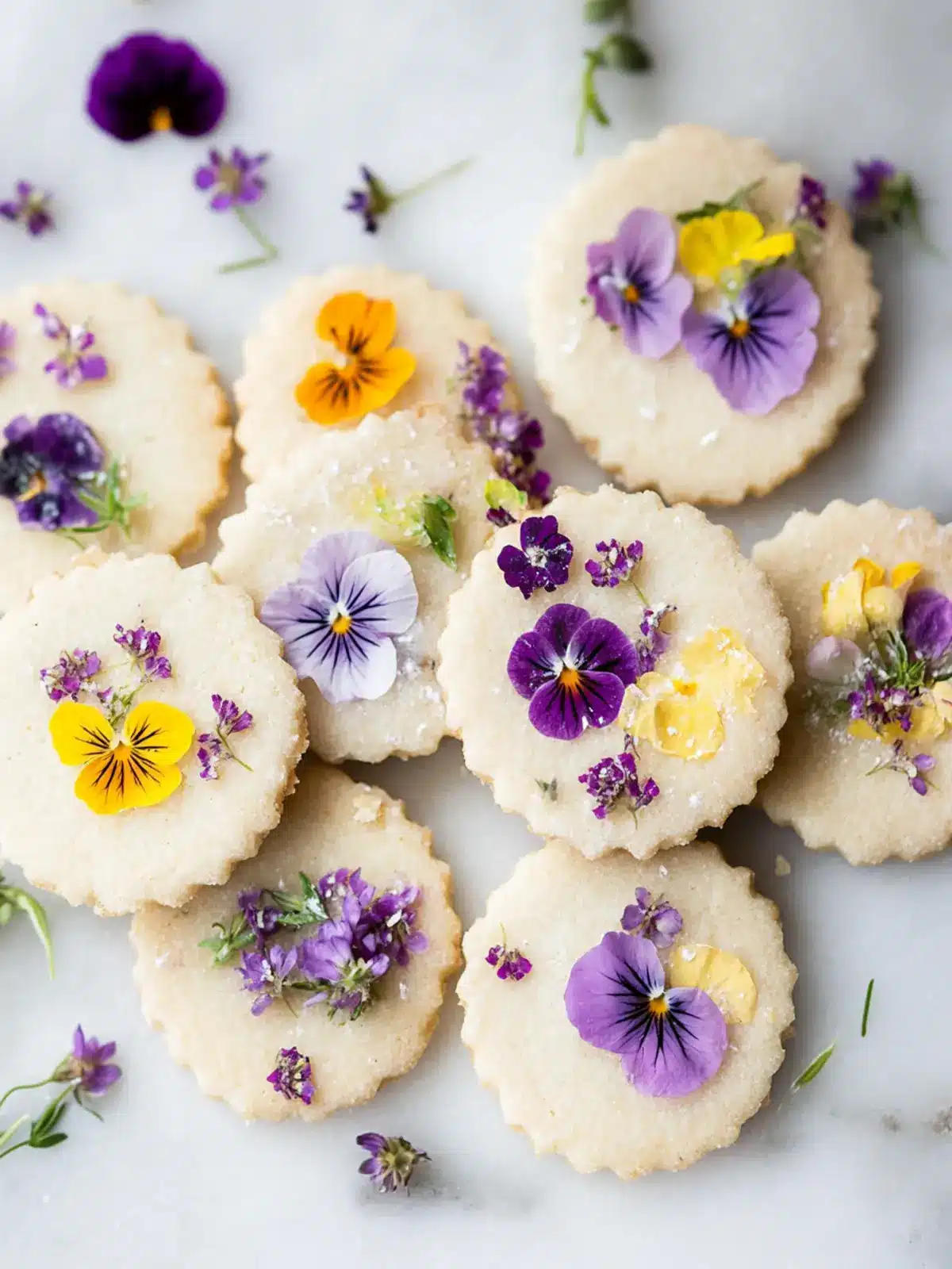 Shortbread Cookies With Edible Flowers