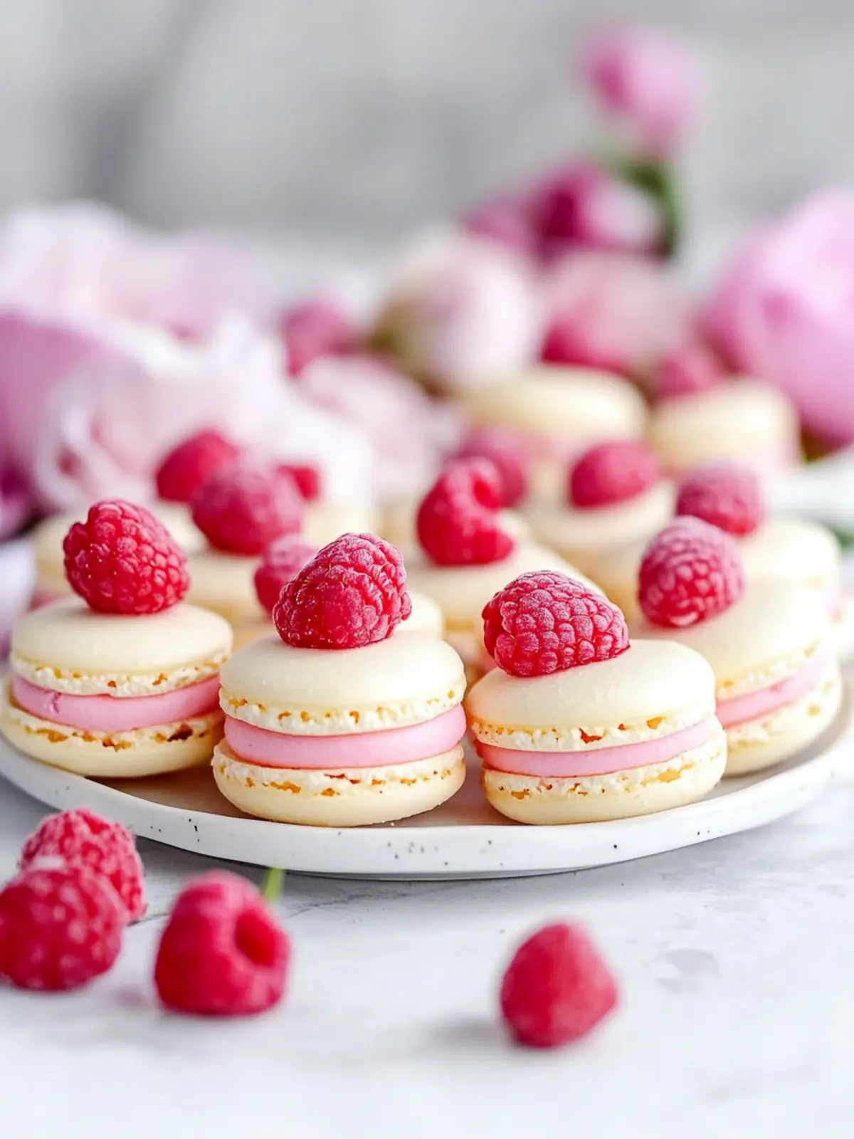 Rose Raspberry Macarons