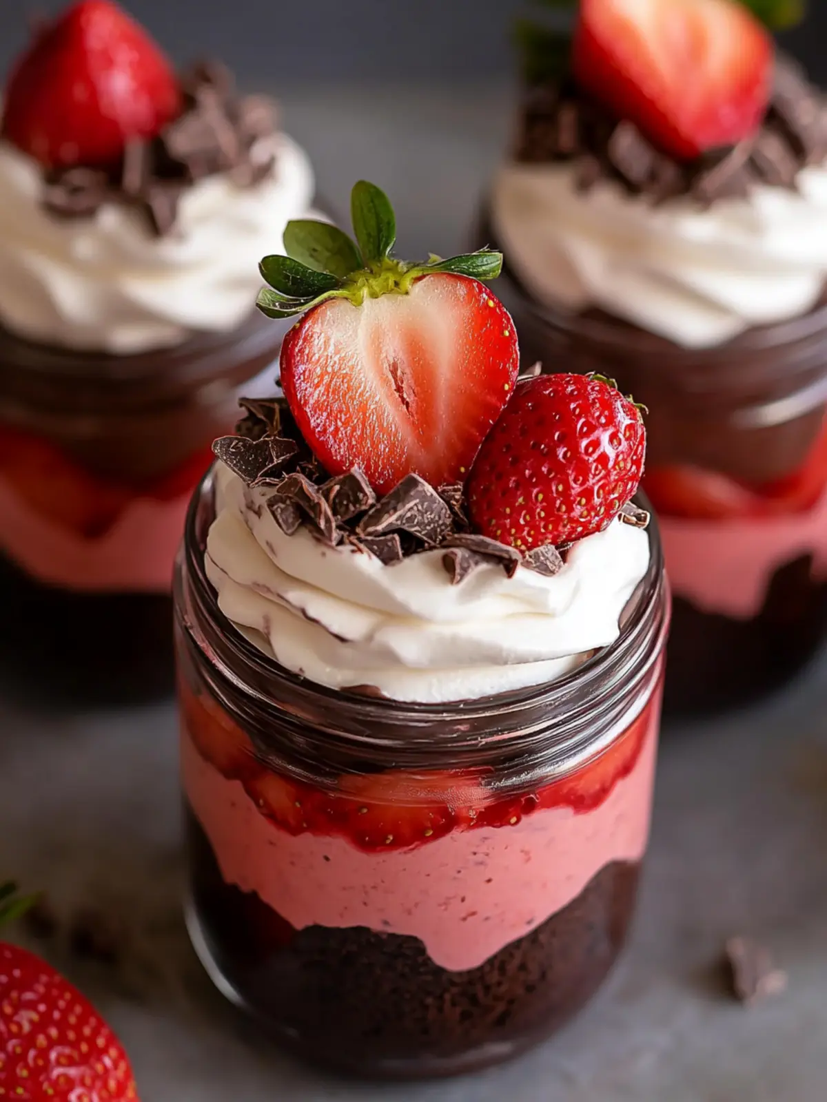 Chocolate Strawberry Mousse Cake Parfaits – No BAKE!