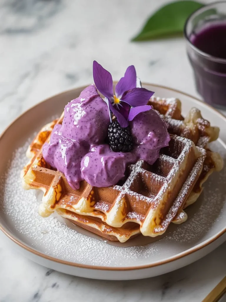 Ube Waffles with Macapuno Syrup