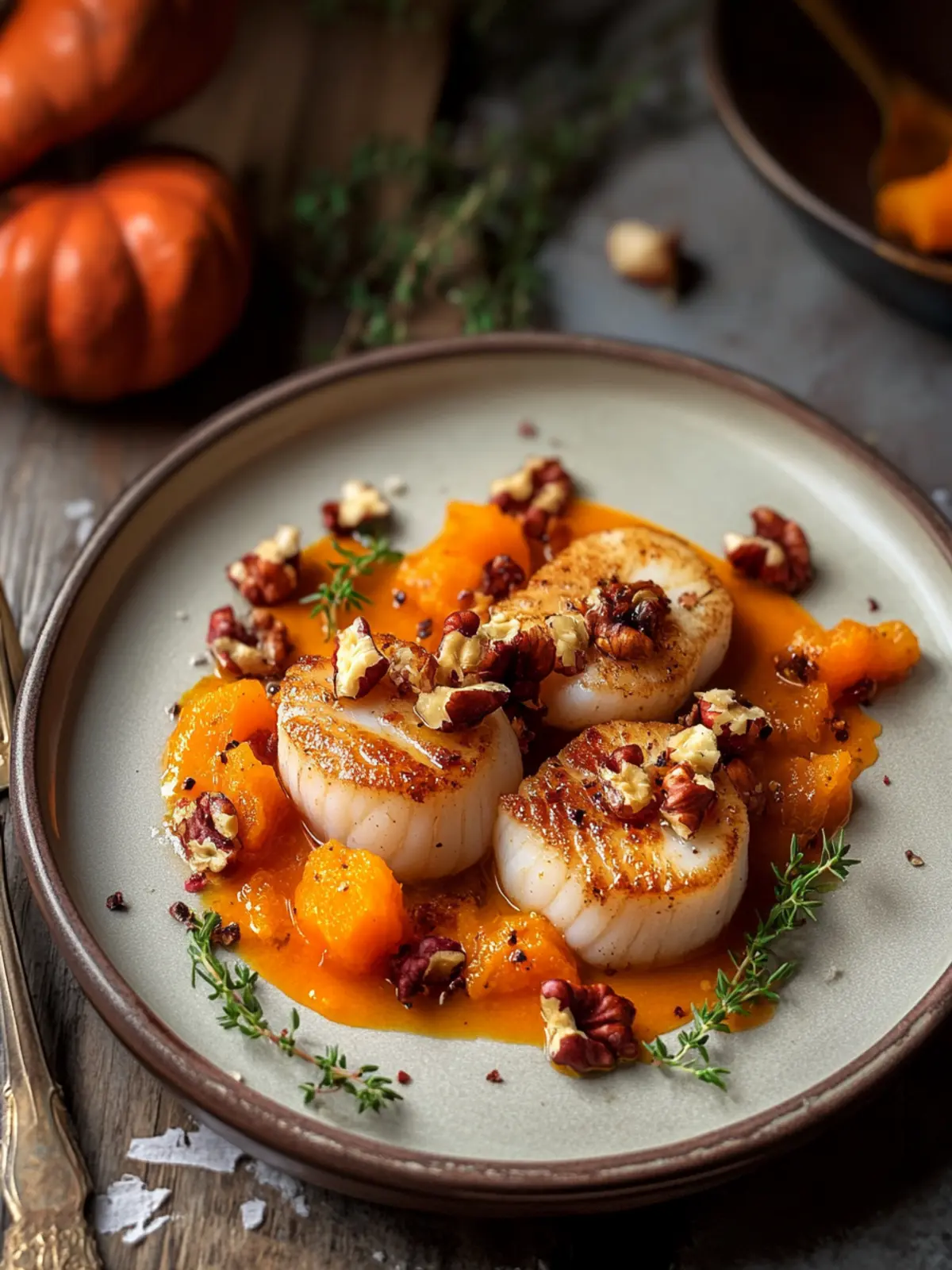 Seared Scallops with Butternut Squash and Crunchy Hazelnuts 5 Seared Scallops with Butternut Squash and Hazelnuts