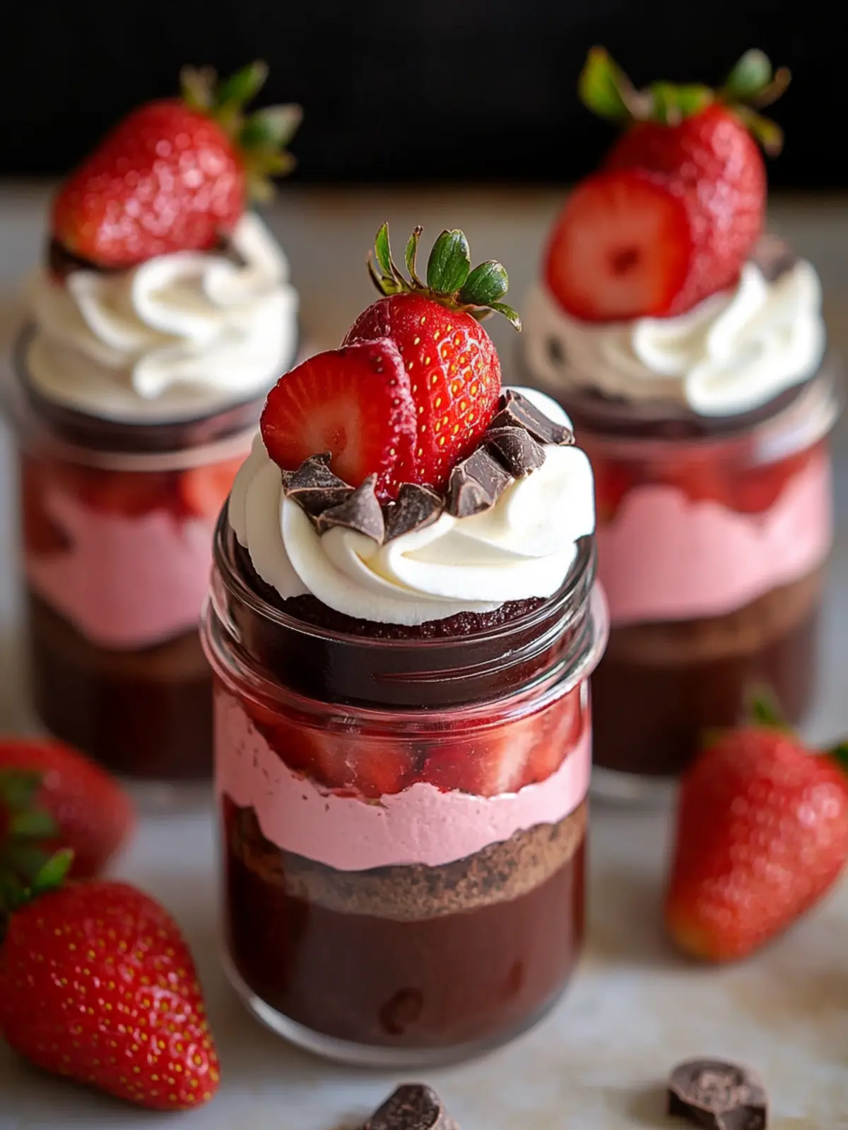 Chocolate Strawberry Mousse Cake Parfaits – No BAKE!