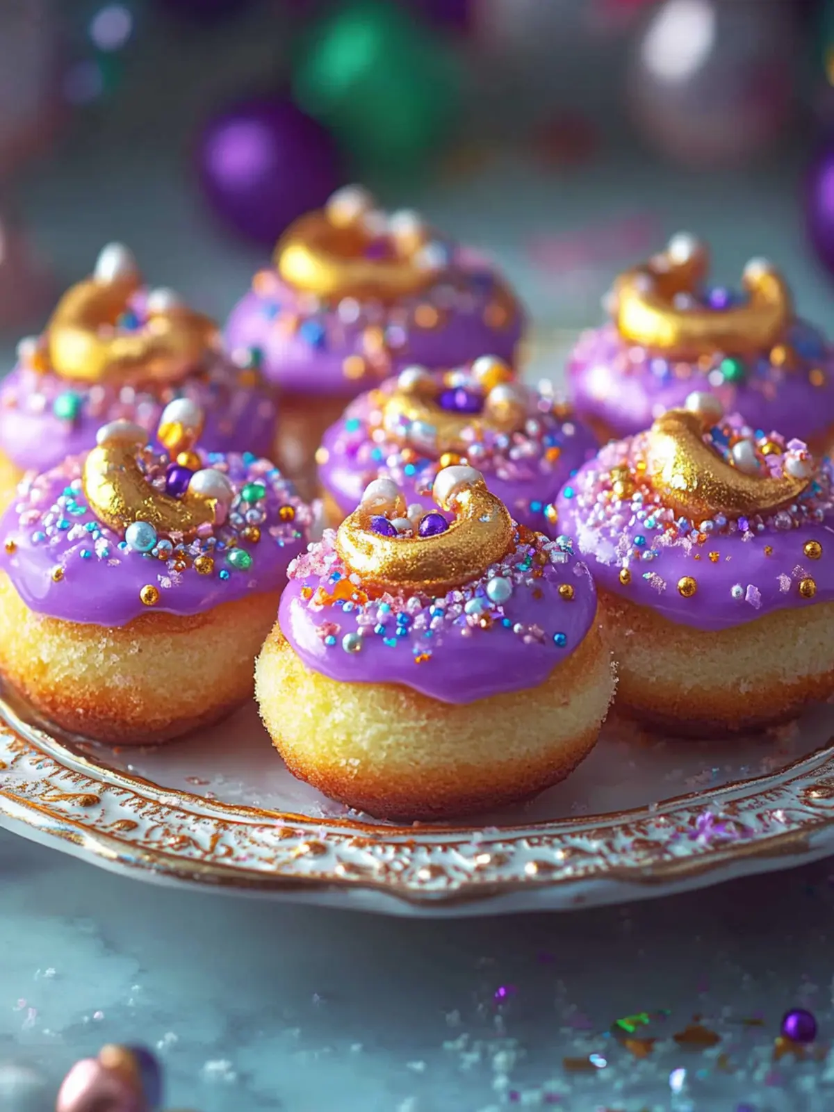 Mini King Cakes for Mardi Gras Parties: Healthier & Delicious! 2 Mini King Cakes for Mardi Gras Parties