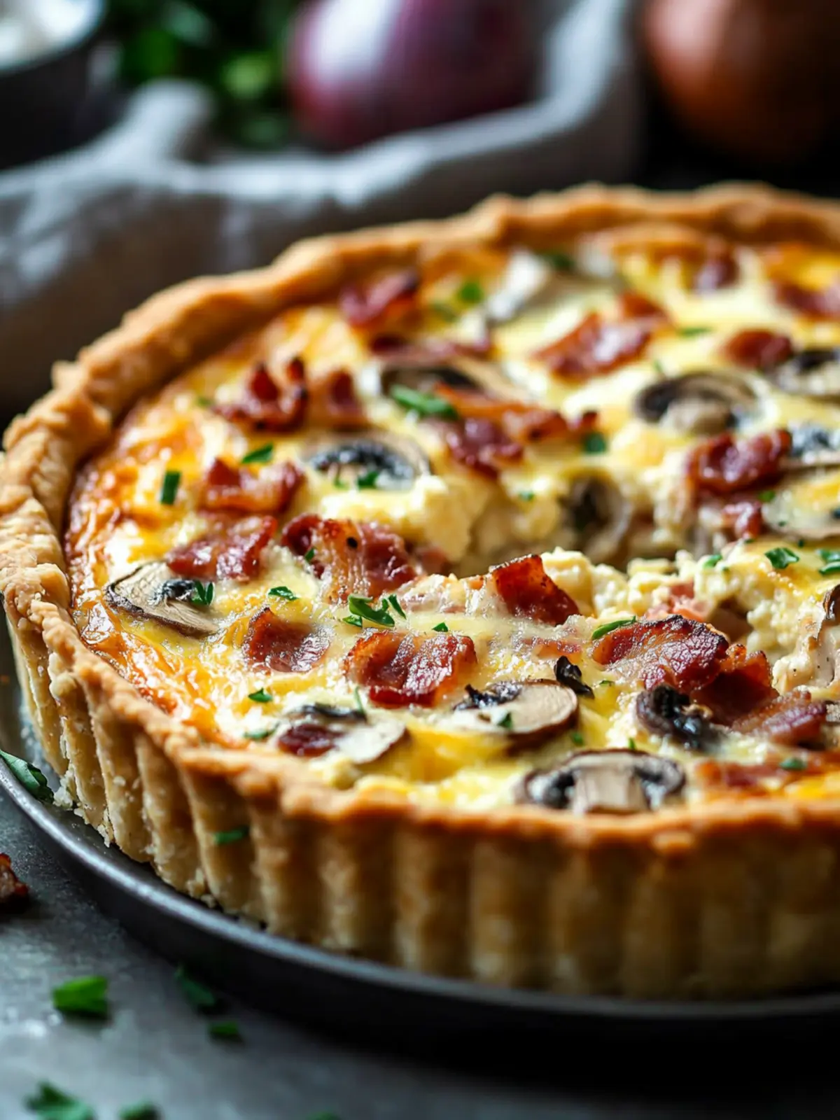 – Easy Bacon Onion Mushroom Quiche – Perfect for Brunch