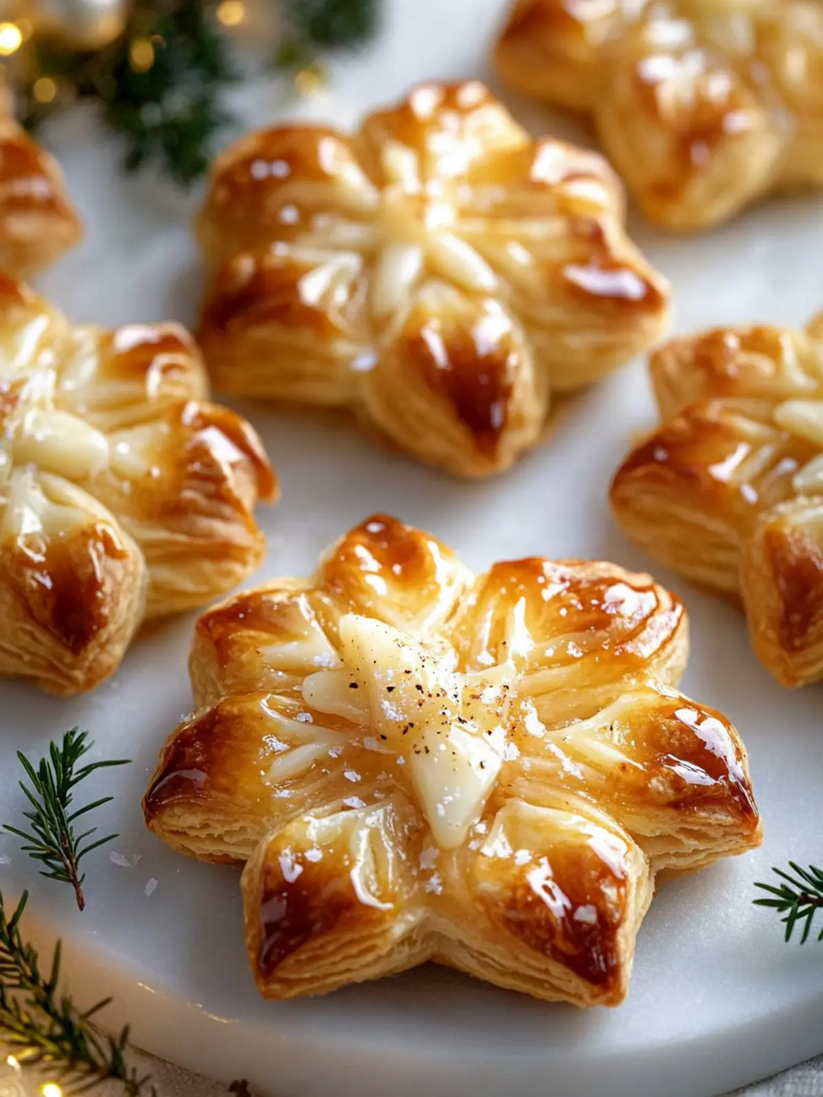 Caramelized Pear and Brie Snowflake Puffs Recipe