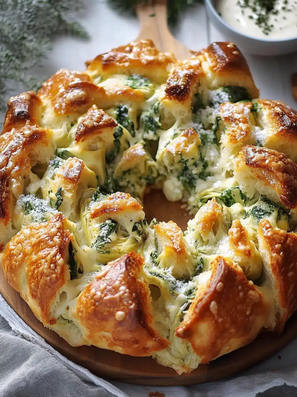 Spinach Artichoke Snowflake Pull-Apart Bread Recipe