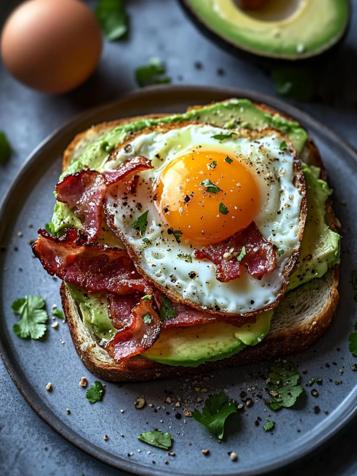 Healthy Bacon-Egg and Avocado Toast