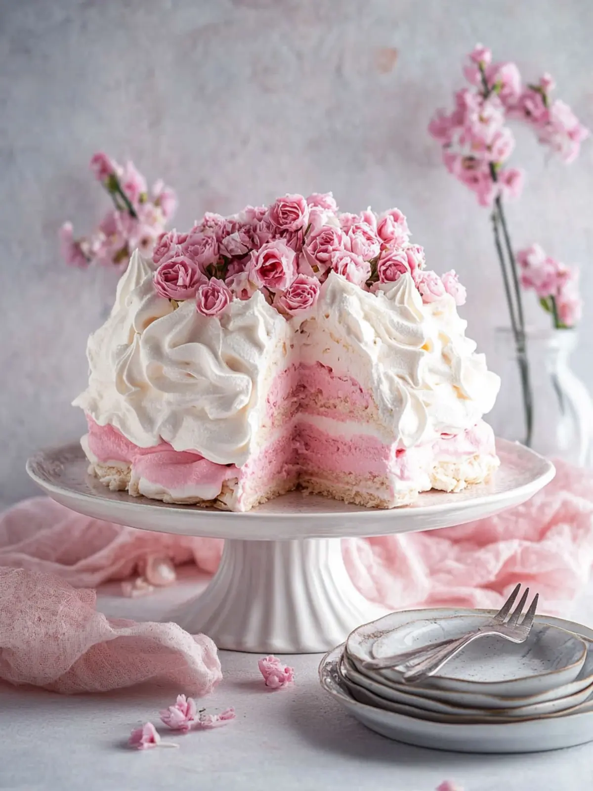Pink ombre pavlova , una meravigliosa nuvola rosa