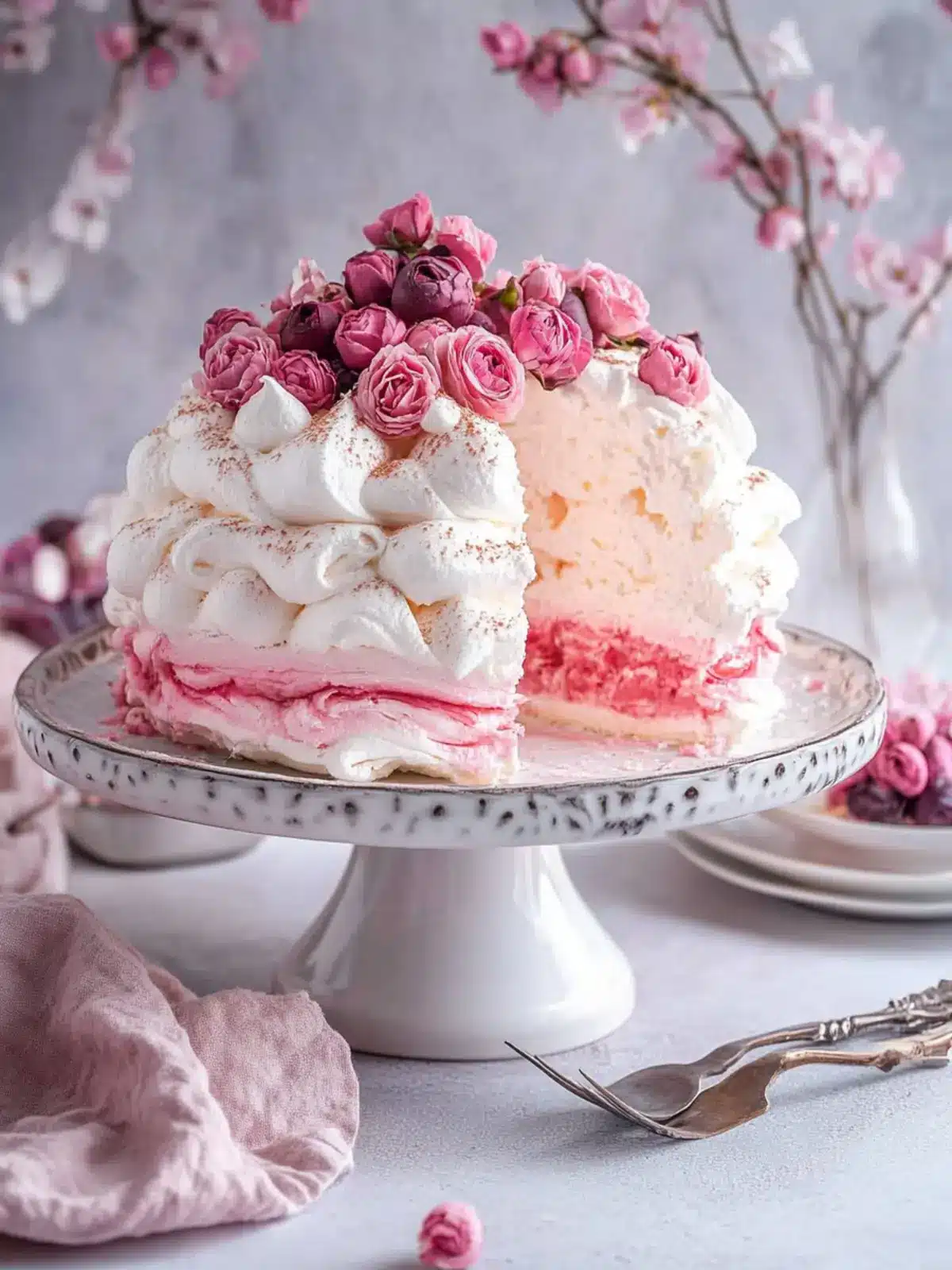 Pink ombre pavlova , una meravigliosa nuvola rosa