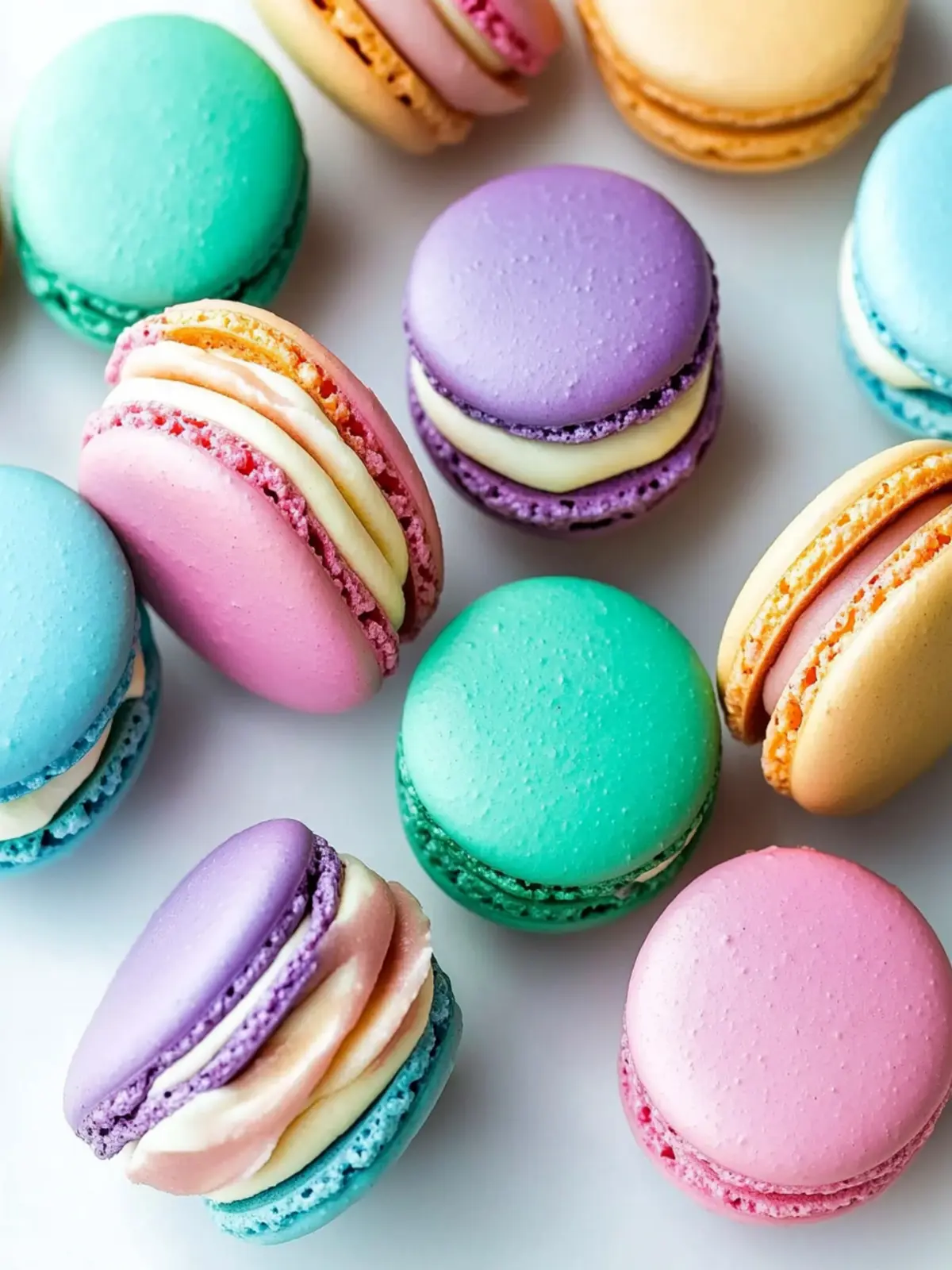 Multi-colored macaron shells (from one batch of macarons)
