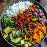 Spicy Ground Beef Stir-Fry Bowl with Garlic Veggies Bliss 3 Spicy Ground Beef Stir-Fry Bowl with Garlic Veggies & Steamy Rice