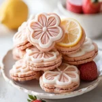 Flower Shaped Strawberry Lemon Sandwich Cookies