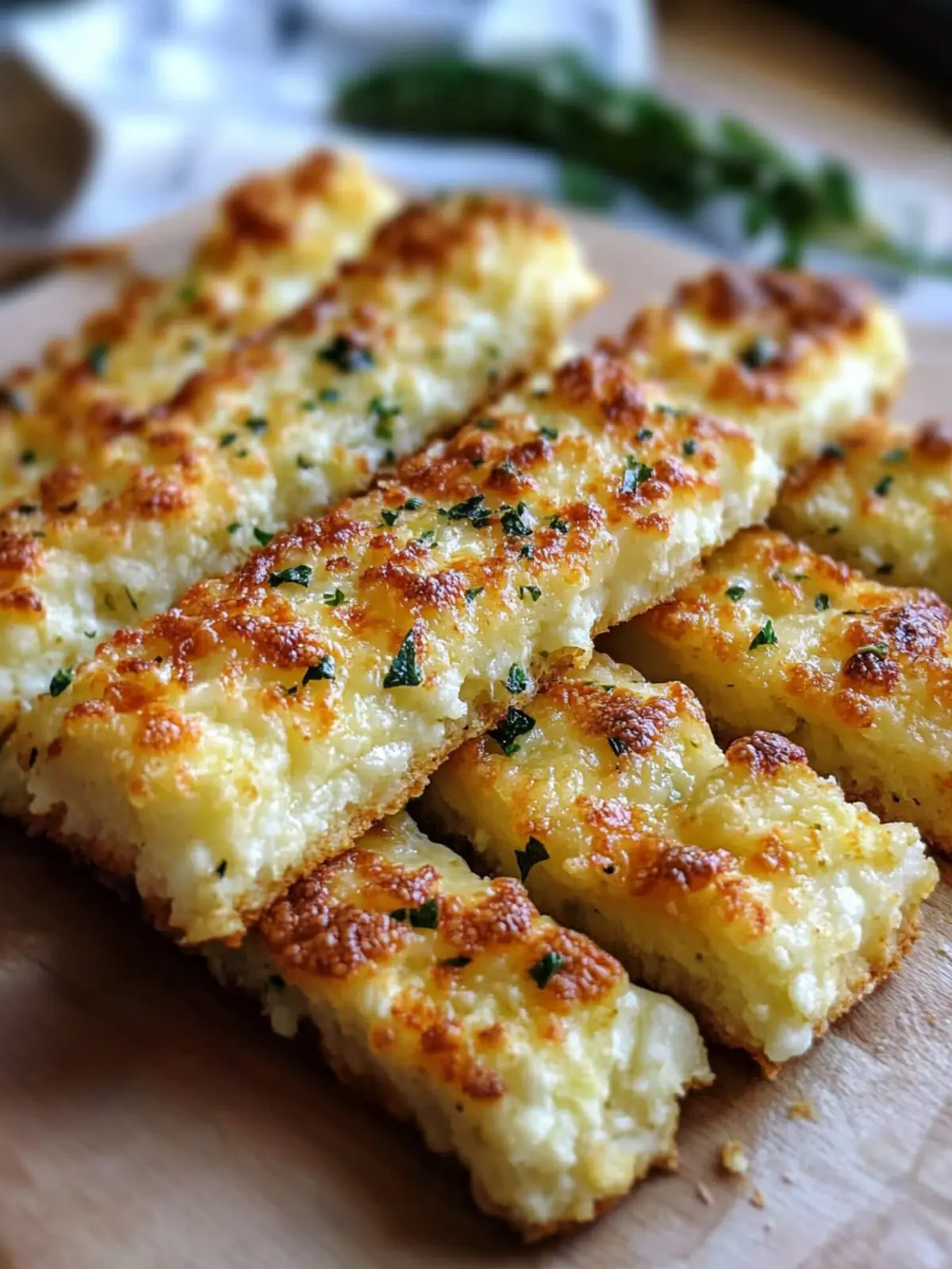 Cheesy Keto Cauliflower Garlic Breadsticks: 7 Minute Prep