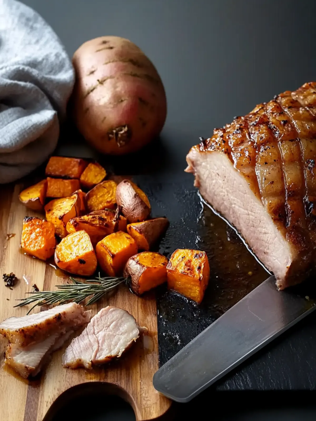 Bavarian Beer Roasted Pork with Sweet Potatoes and Parsnip