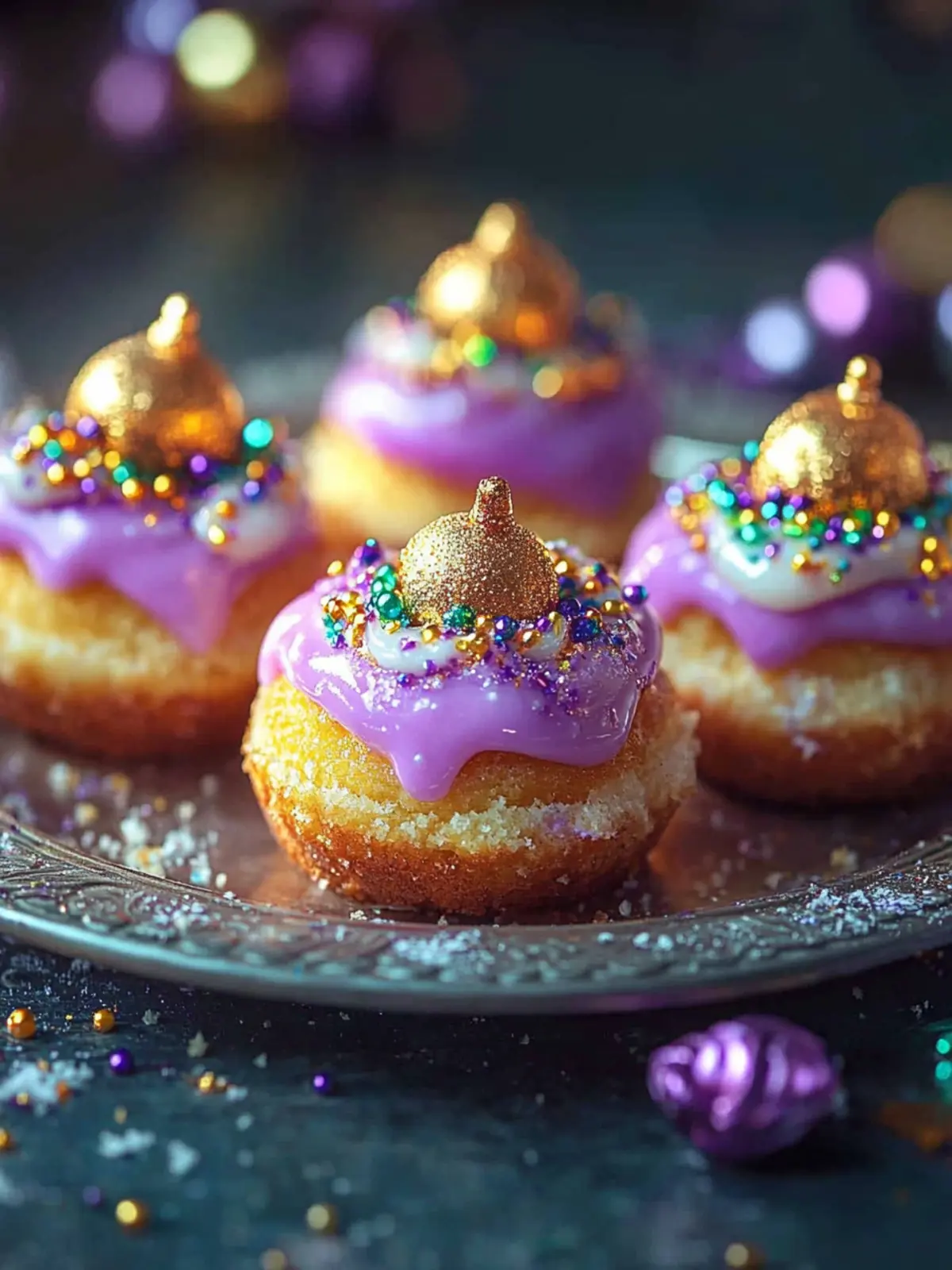 Mini King Cakes for Mardi Gras Parties: Healthier & Delicious! 4 Mini King Cakes for Mardi Gras Parties