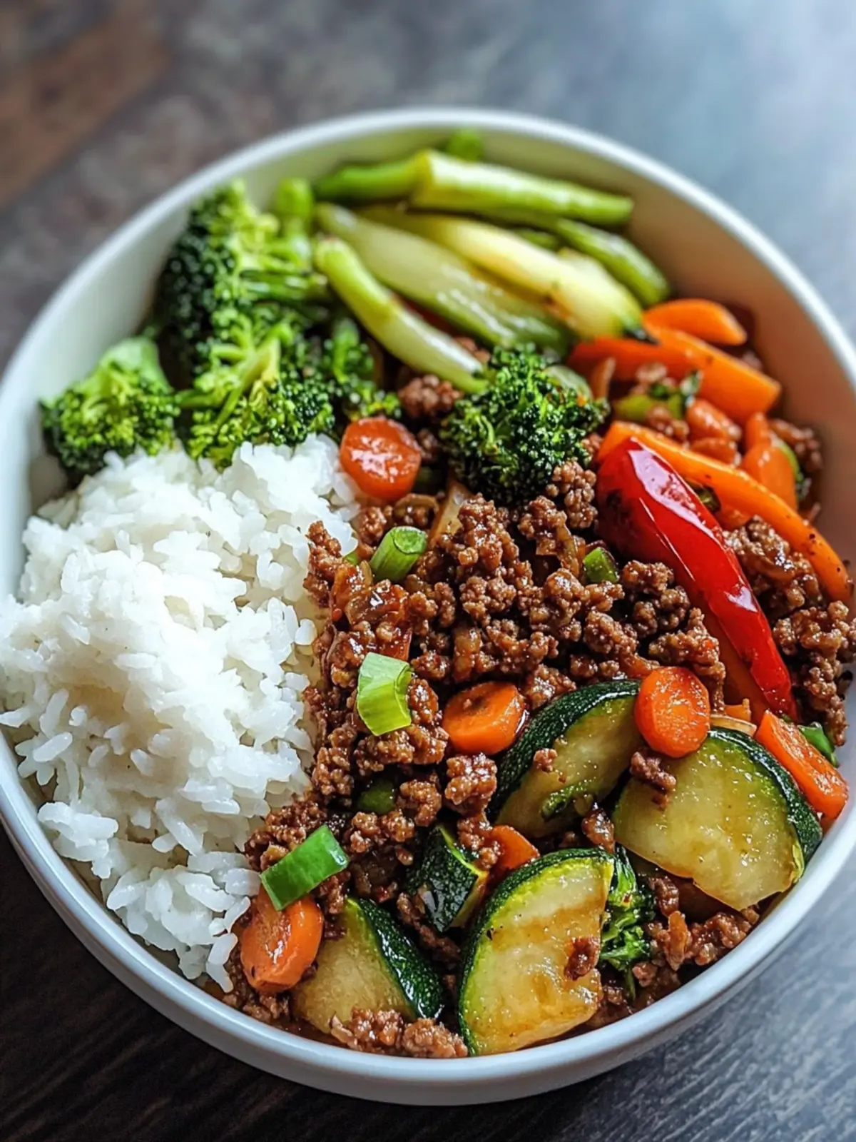Spicy Ground Beef Stir-Fry Bowl with Garlic Veggies Bliss 3 Spicy Ground Beef Stir-Fry Bowl with Garlic Veggies & Steamy Rice