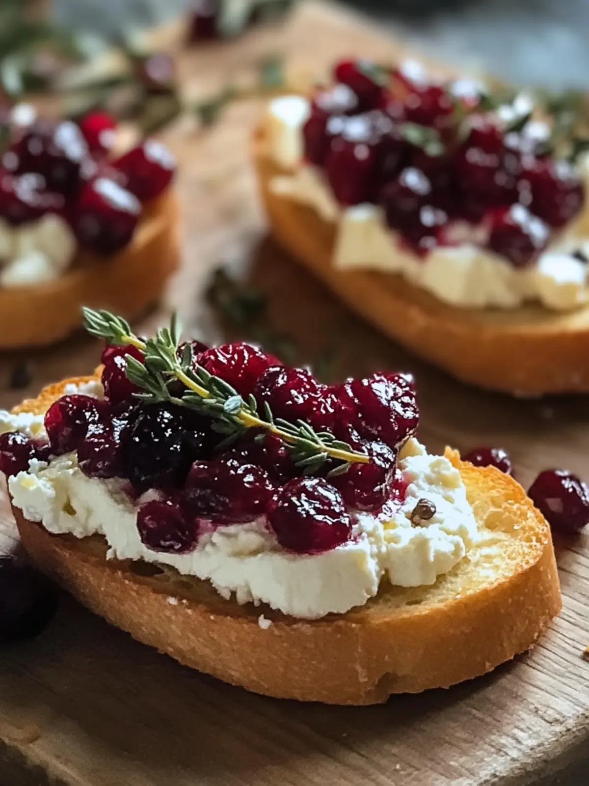 Honey Whipped Feta and Cranberry Crostini