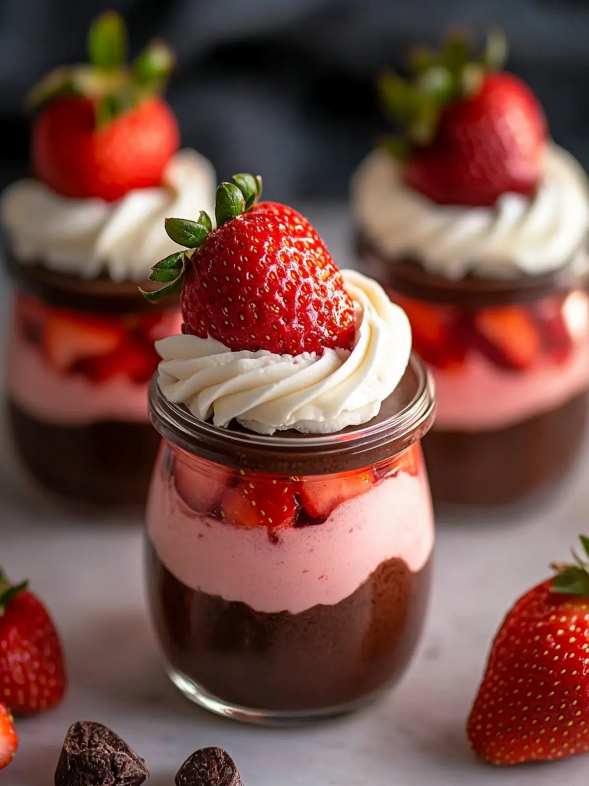 Chocolate Strawberry Mousse Cake Parfaits – No BAKE!