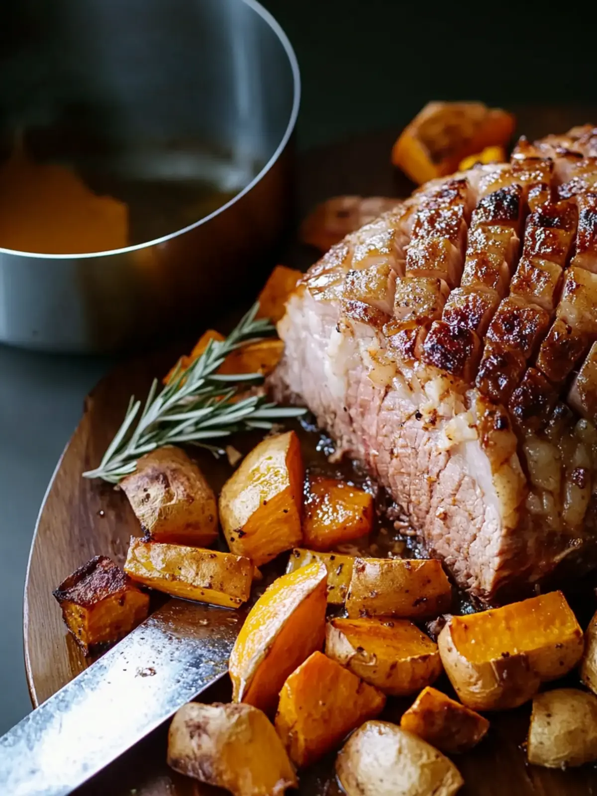 Bavarian Beer Roasted Pork with Sweet Potatoes and Parsnip