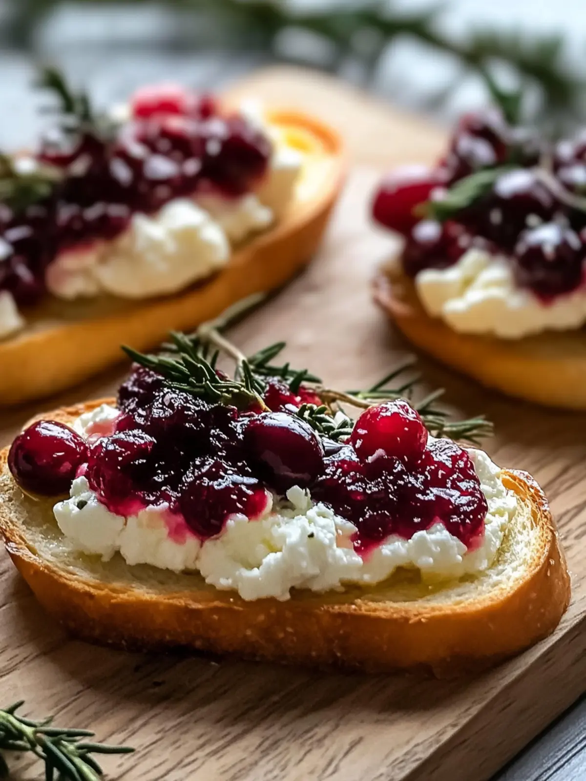 Honey Whipped Feta and Cranberry Crostini