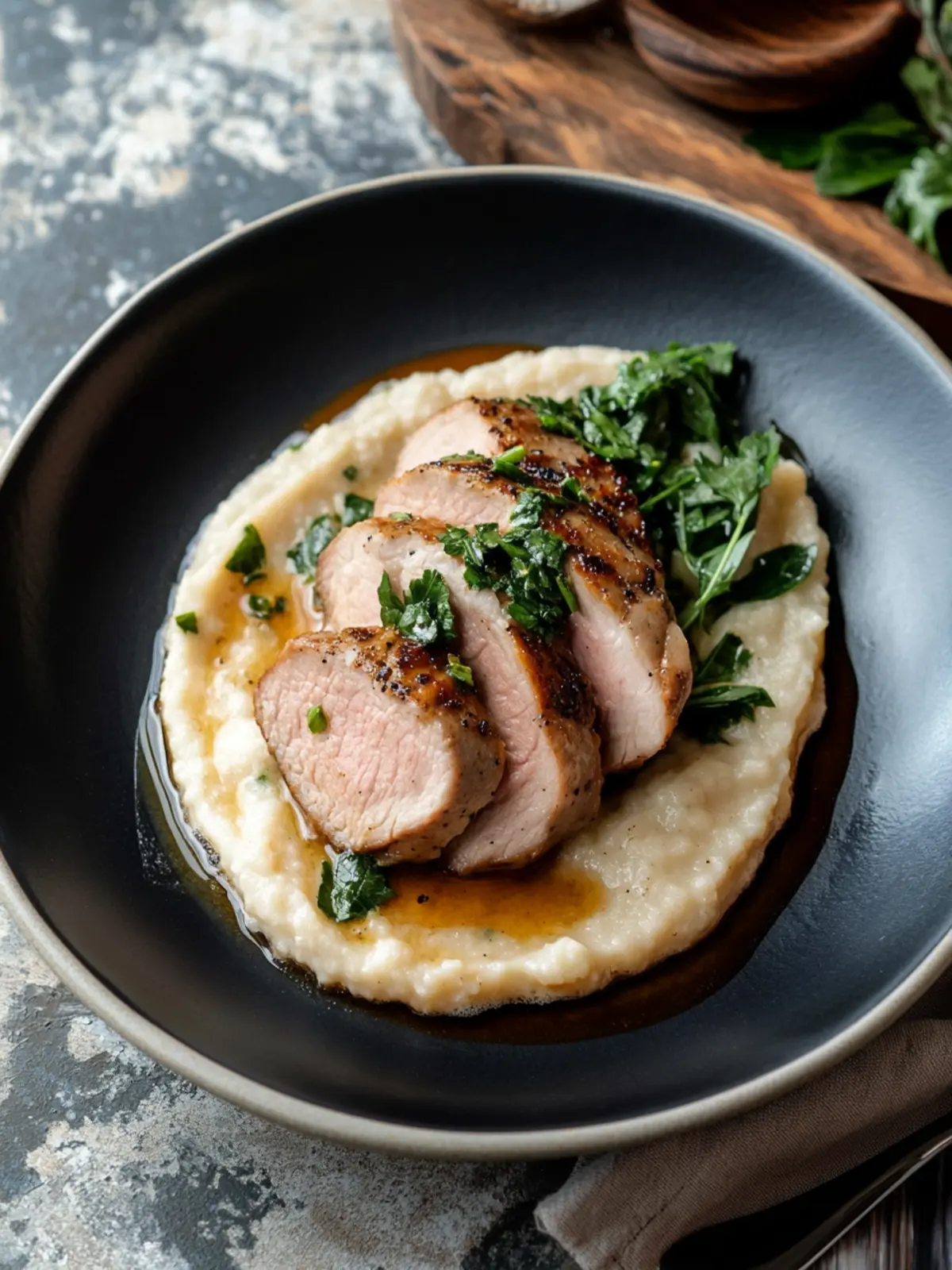 Pork Tenderloin with White Bean Puree
