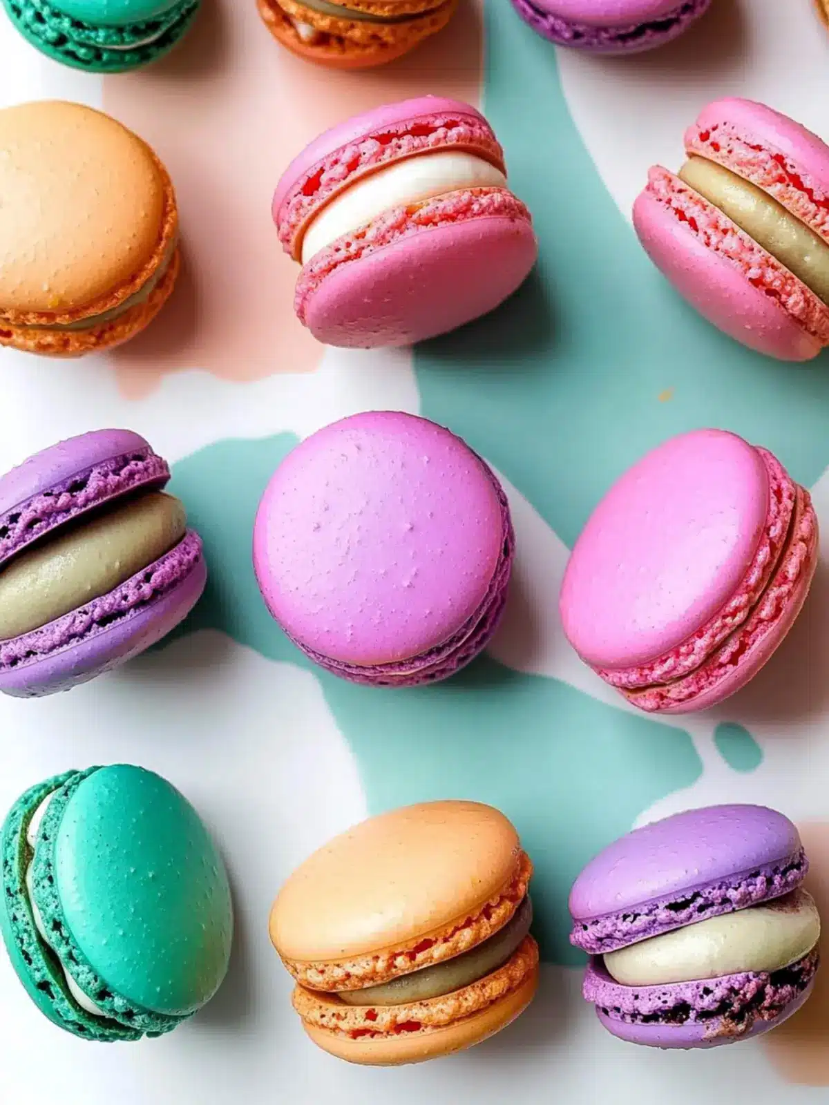 Multi-colored macaron shells (from one batch of macarons)