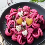 Heart-Shaped Pasta in Pink Beetroot Sauce