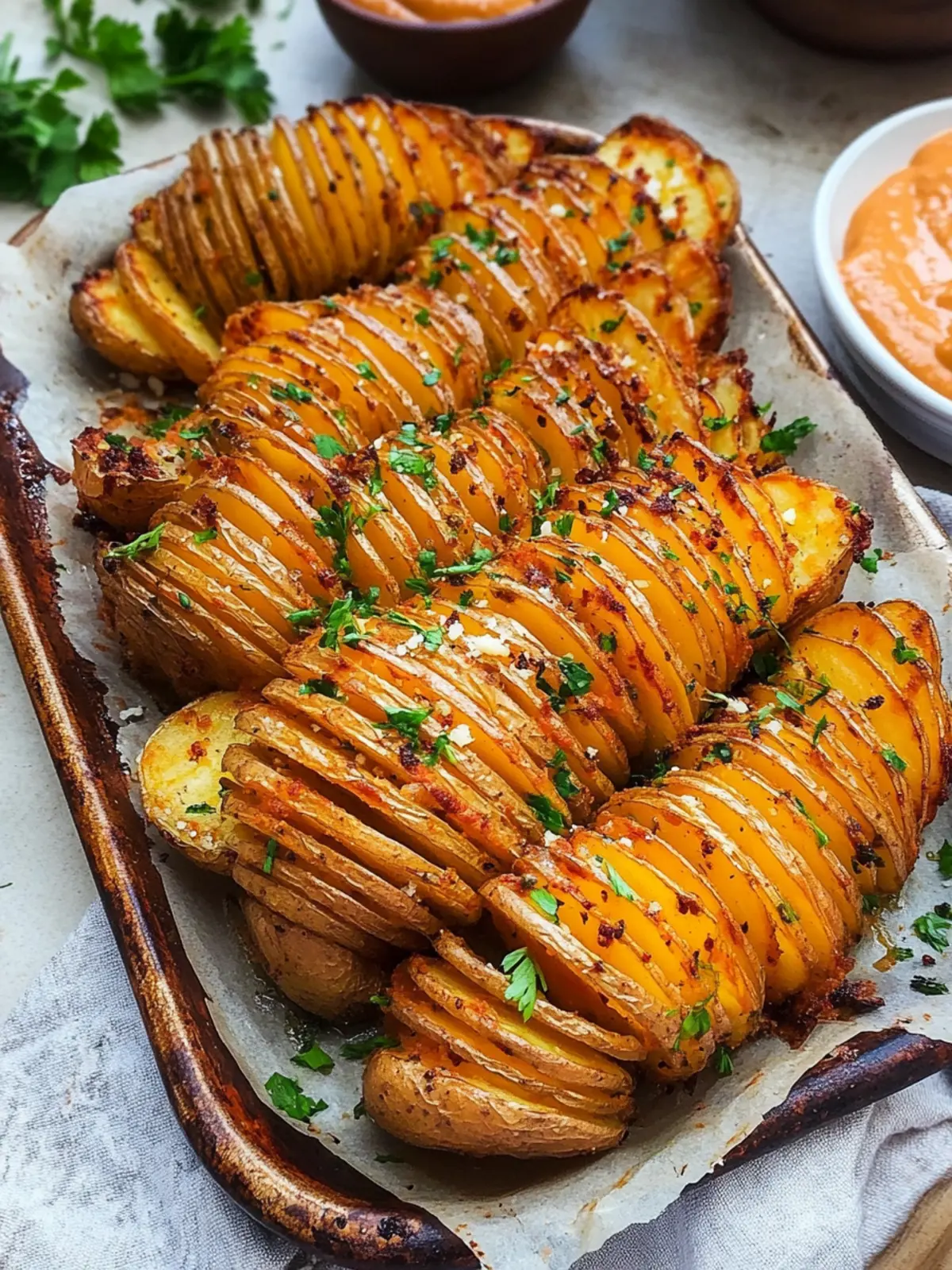Crispy Baked Accordion Potatoes with Smoky Chipotle Mayo