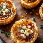Delicious Sticky Shallot & Feta Tartlets with Hot Honey Drizzle