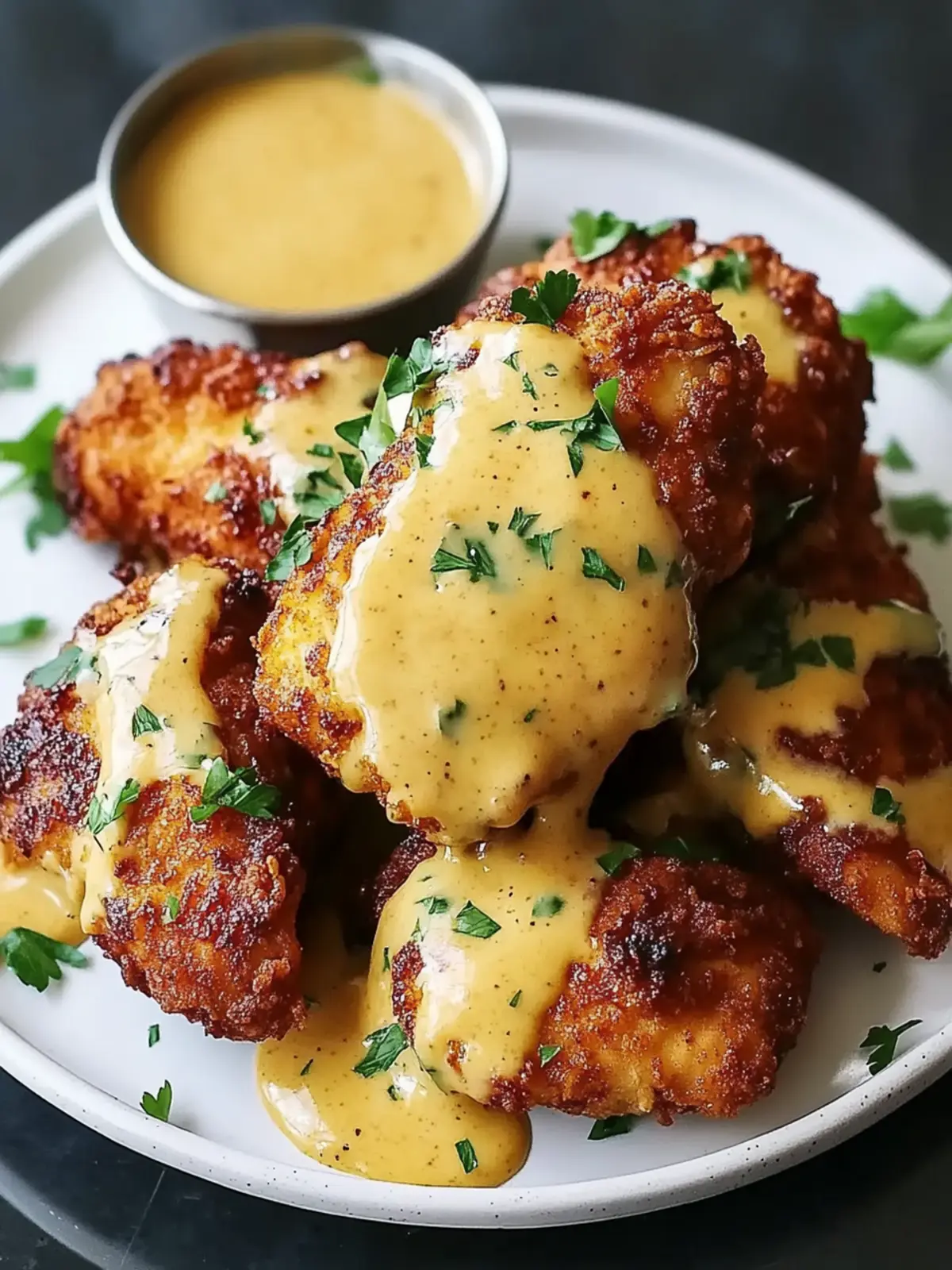 Pretzel Chicken with Mustard-Cheddar Sauce | Crispy Baked