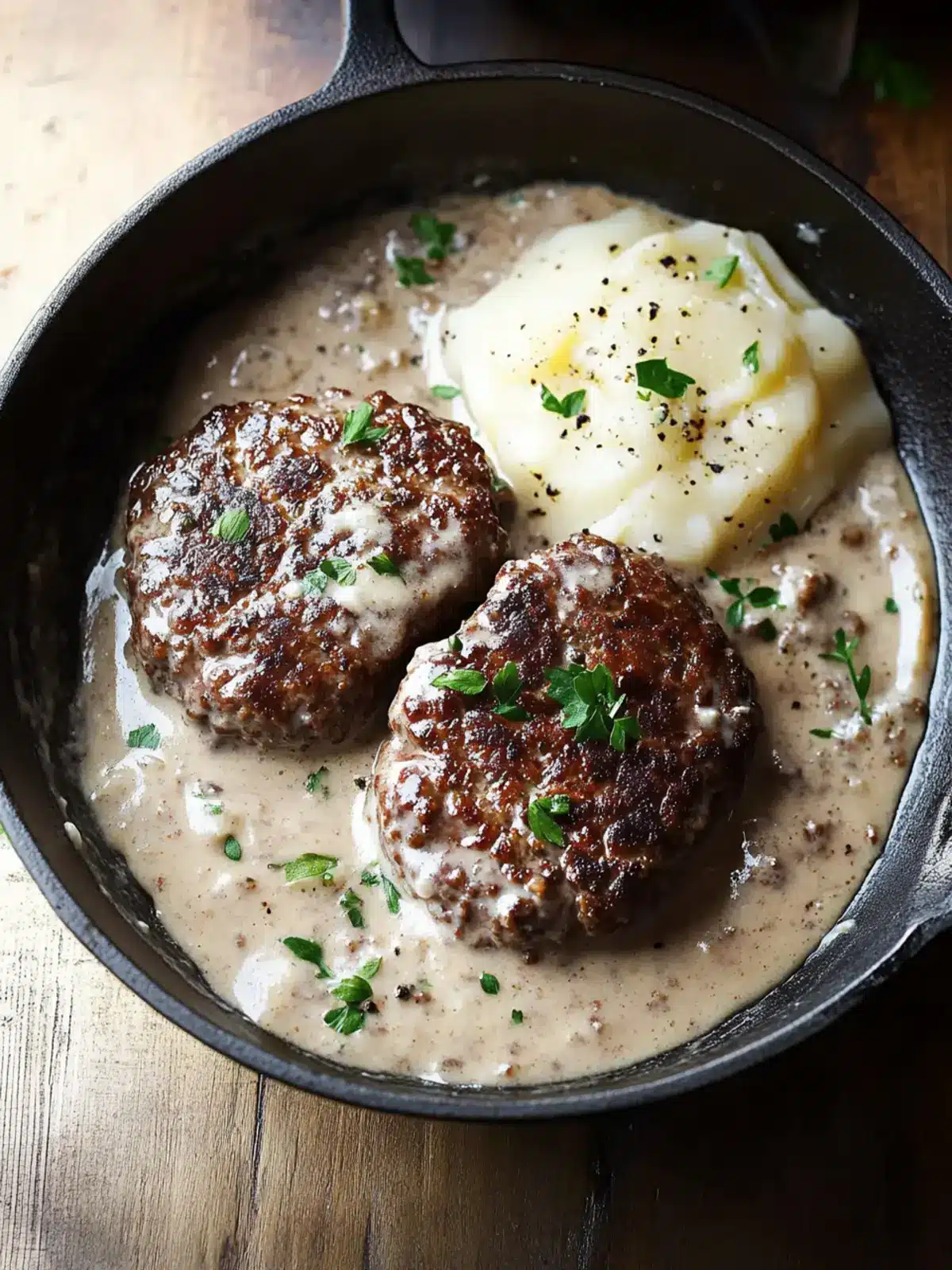 Salisbury Steaks in Horseradish Parmesan Sauce