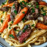 Cowboy Butter Steak Linguine with Roasted Carrots & Parsley Recipe
