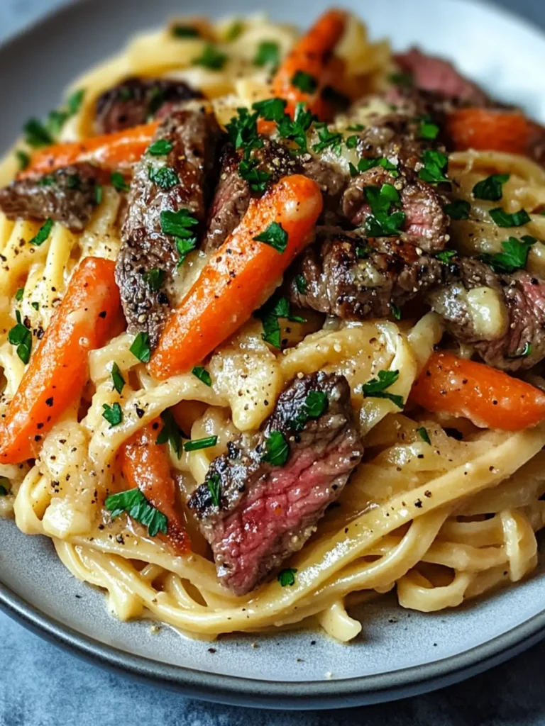 Cowboy Butter Steak Linguine with Roasted Carrots & Parsley Recipe