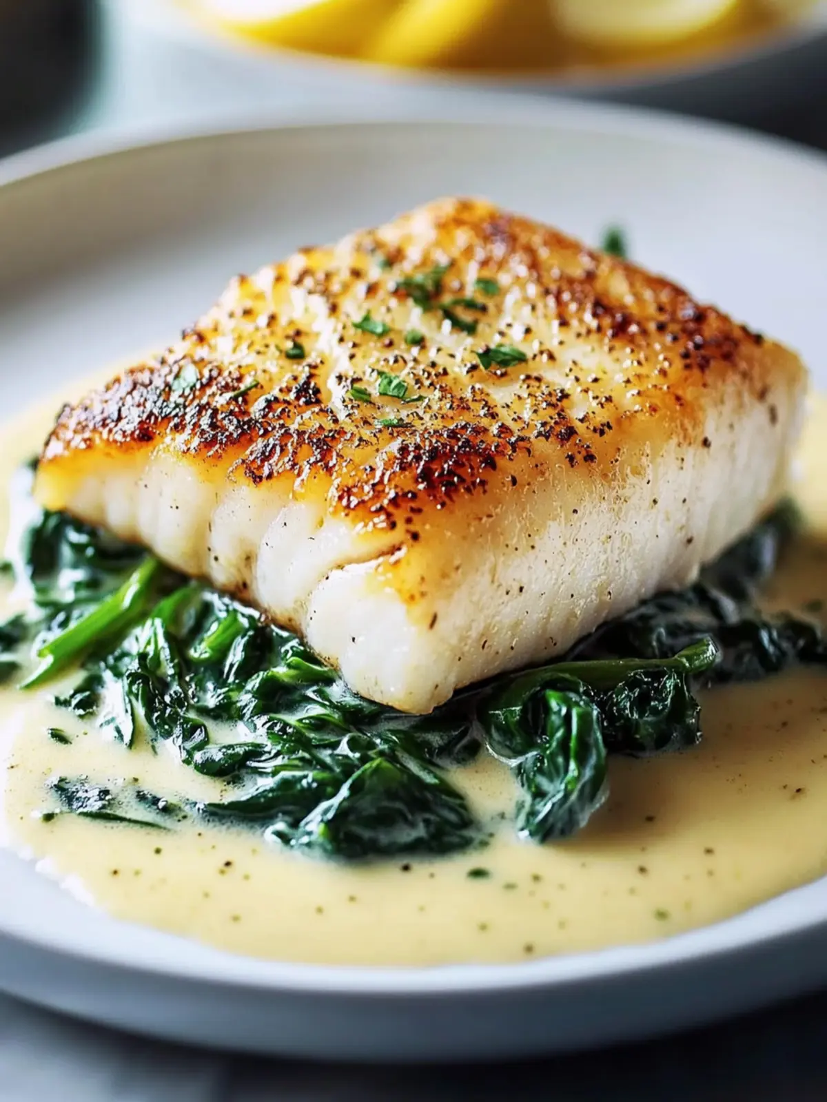 Lemon-Garlic Sea Bass with Creamed Spinach Recipe to Impress 4 Lemon-Garlic Sea Bass with Creamed Spinach Recipe