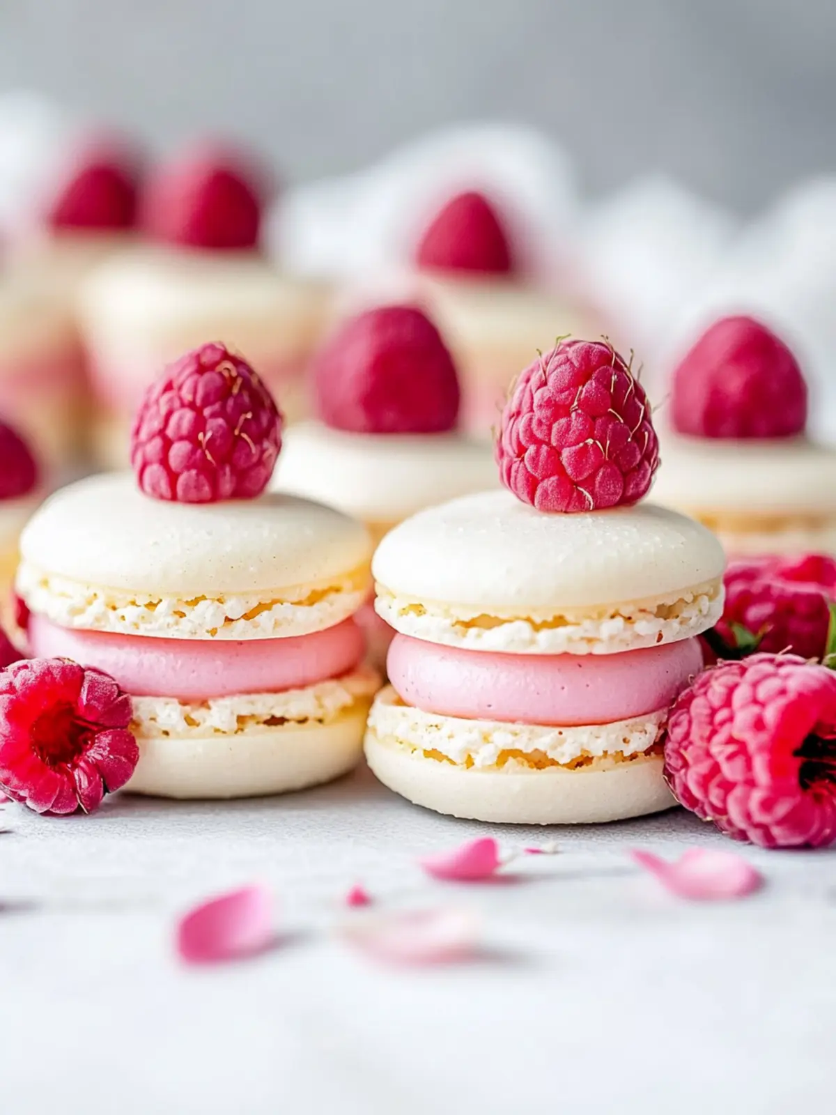 Rose Raspberry Macarons