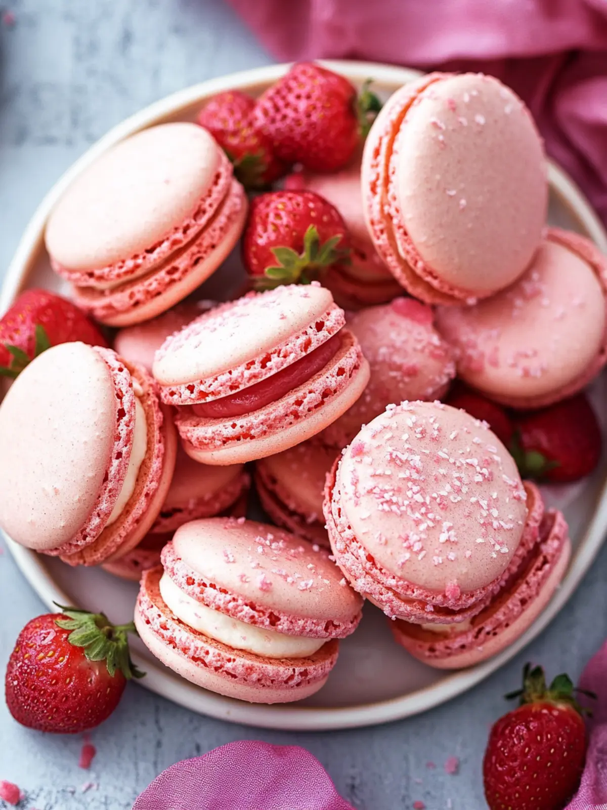 Strawberry Macaron Shells