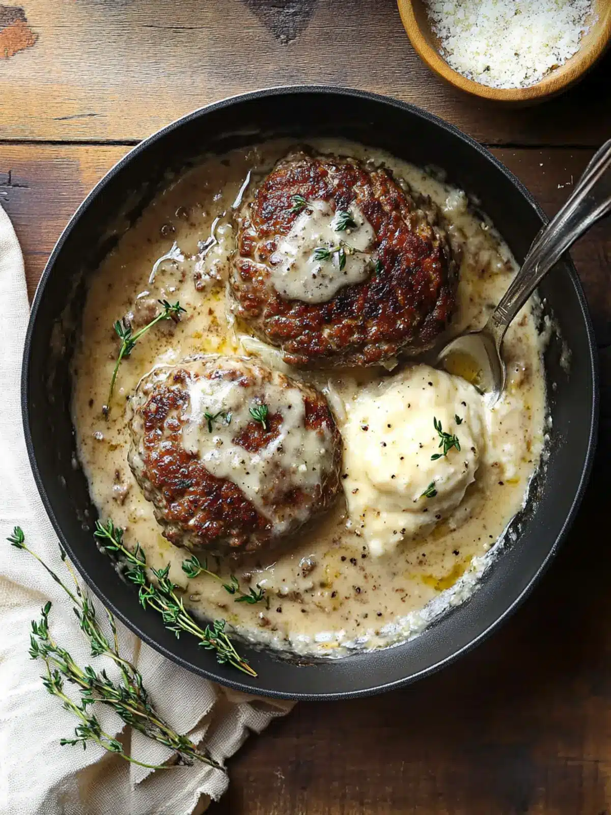 Salisbury Steaks in Horseradish Parmesan Sauce