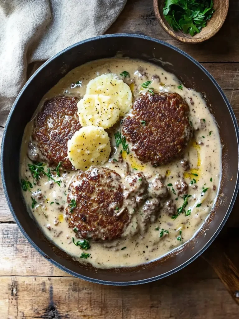 Salisbury Steaks in Horseradish Parmesan Sauce