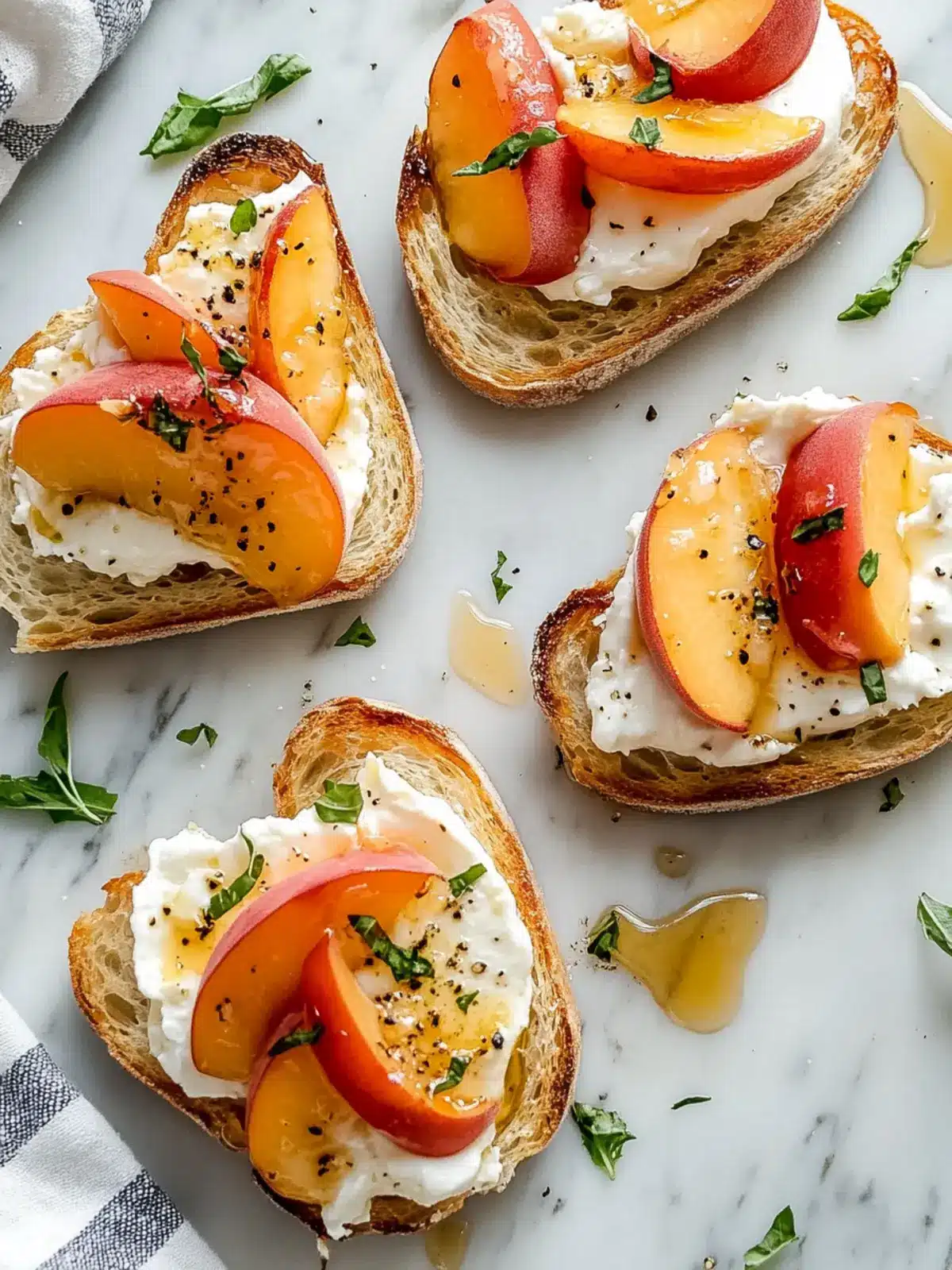Peach Burrata Honey Crostinis