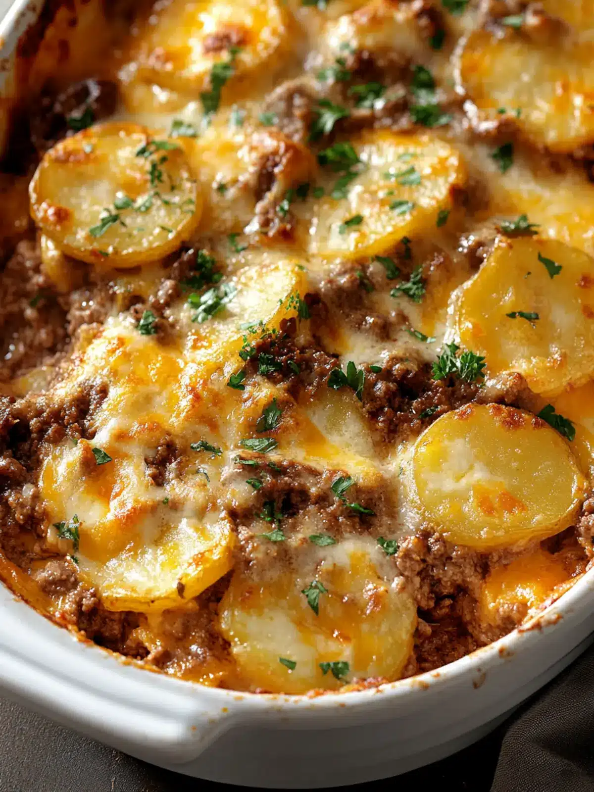 Hobo Casserole (Ground Beef Recipe)A Cozy, One-Dish Classic Packed with Layers of Beef, Potatoes, and Cheese