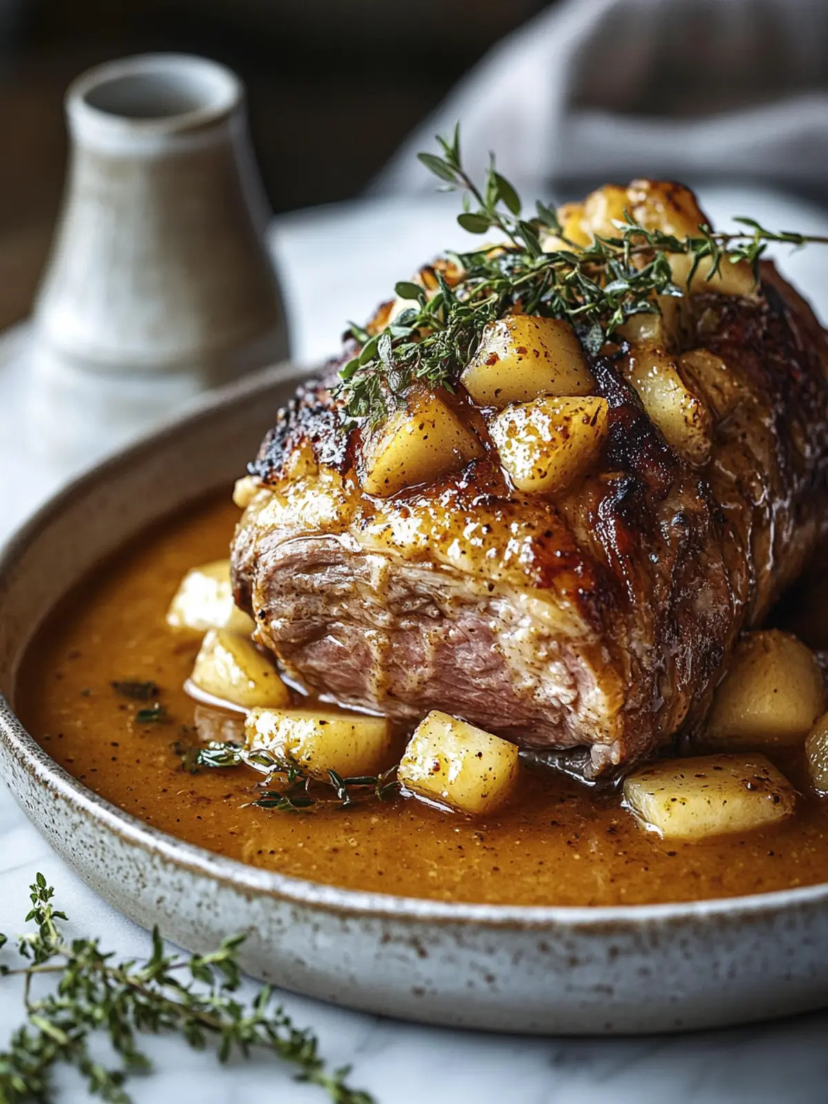 Savory Slow-Roasted Pork Shoulder with Apple Gravy