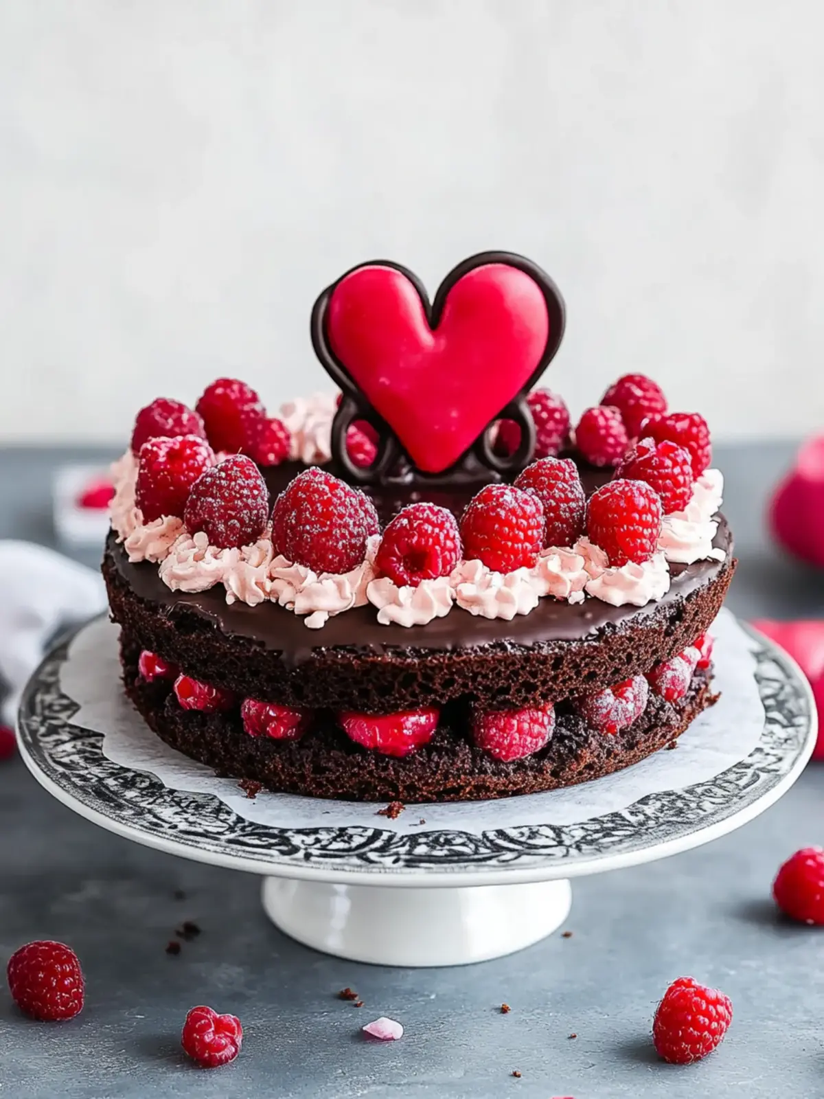 Valentine's Day Chocolate Raspberry Cake