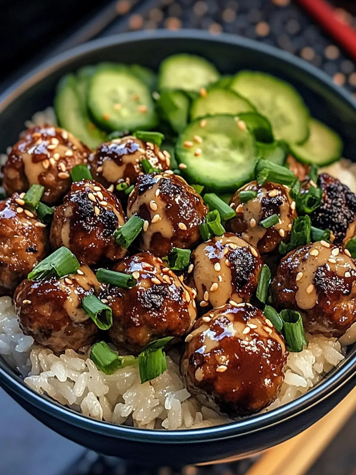 Teriyaki Beef Meatballs Rice Bowls with Spicy Miso Magic 5 Teriyaki Beef Meatballs Rice Bowls with Spicy Miso Sauce