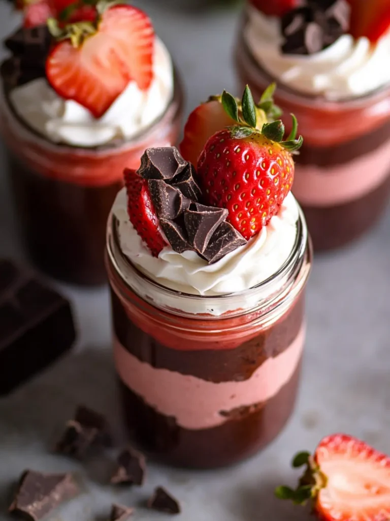 Chocolate Strawberry Mousse Cake Parfaits – No BAKE!