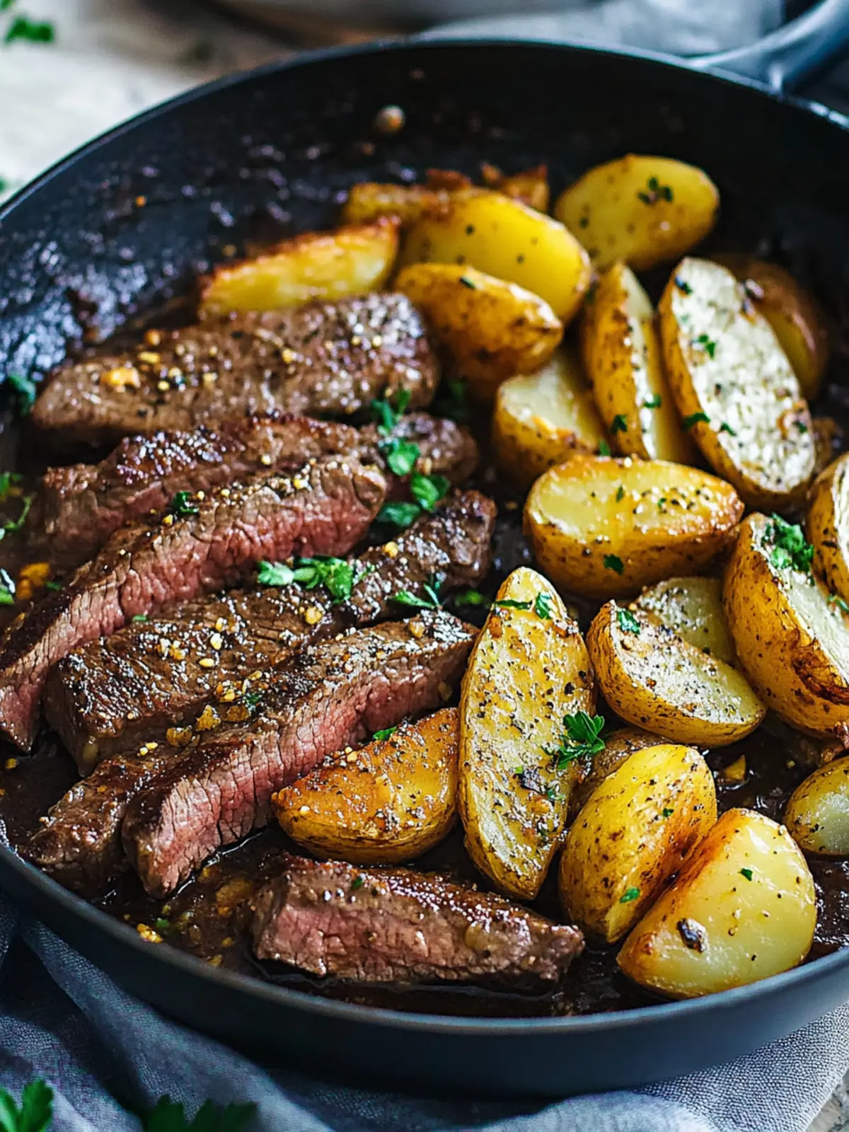 Garlic Butter Steak and Potatoes Skillet