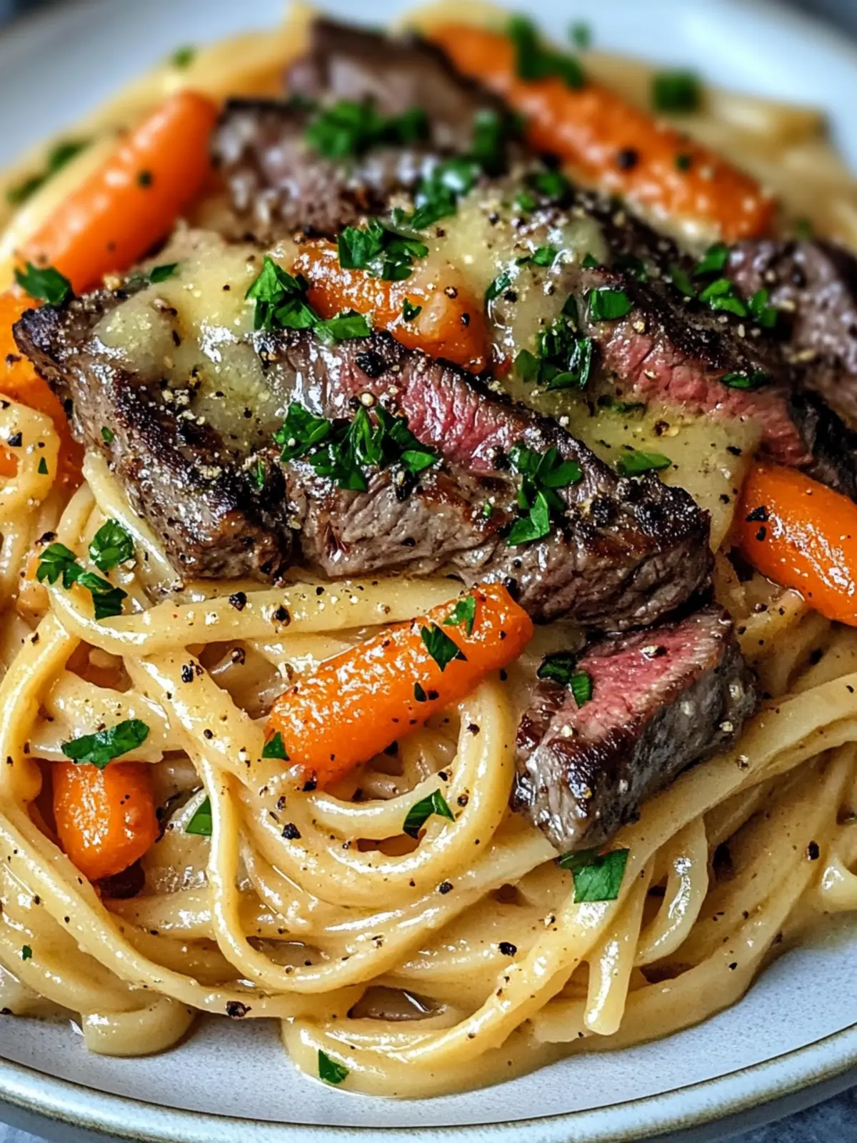 Savory Cowboy Butter Steak Linguine with Roasted Carrots Recipe 2 Cowboy Butter Steak Linguine with Roasted Carrots & Parsley Recipe