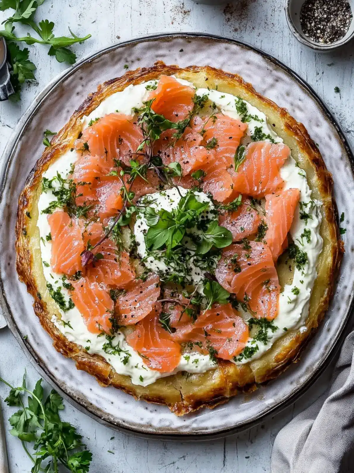 Crispy Potato Galette with Smoked Salmon & Creamy Delight 5 Crispy Potato Galette with Smoked Salmon & Crème Fraîche