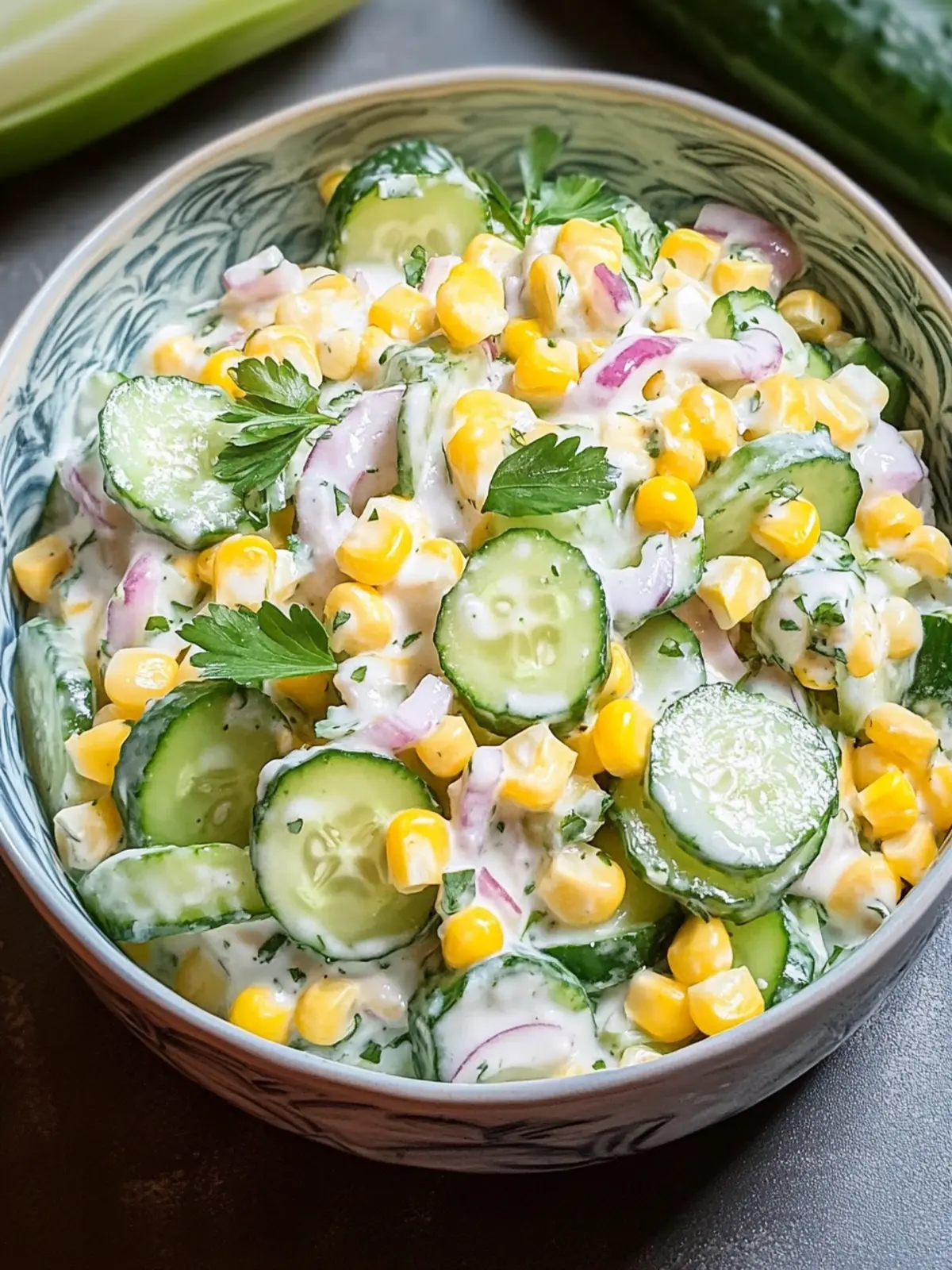 Creamy Corn Cucumber Salad