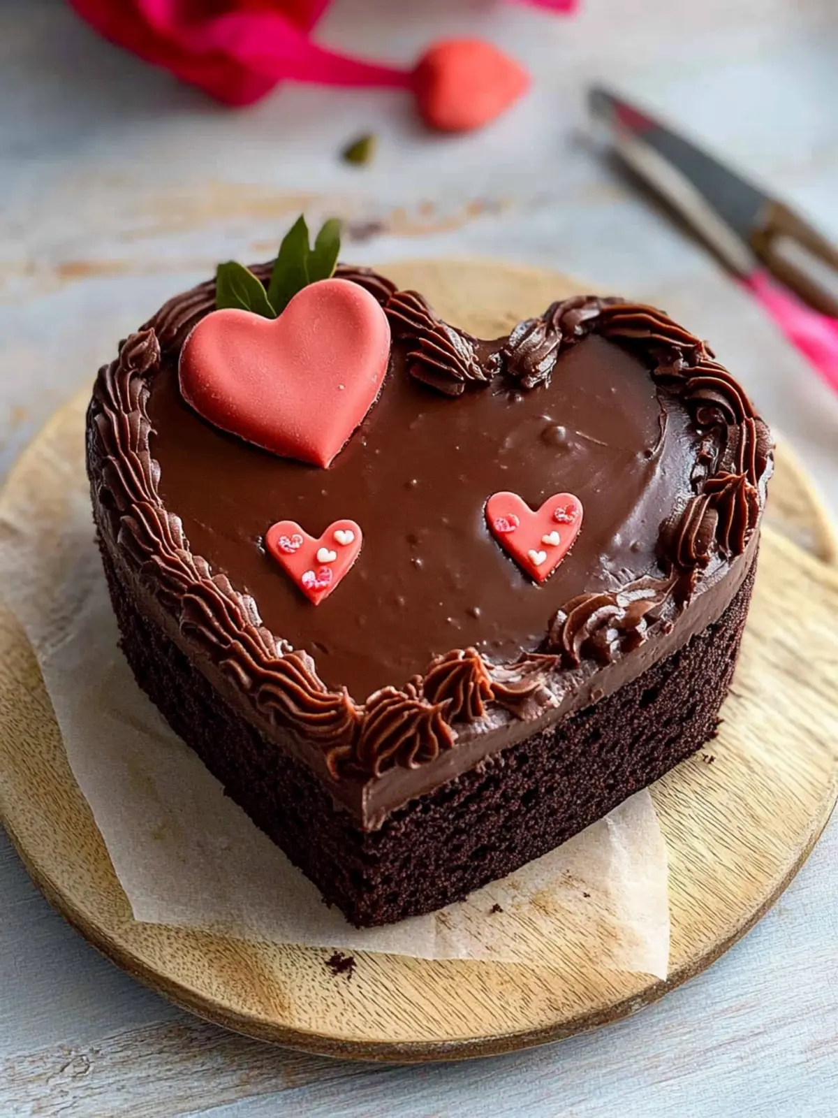 Chocolate Fudge Heart Cake