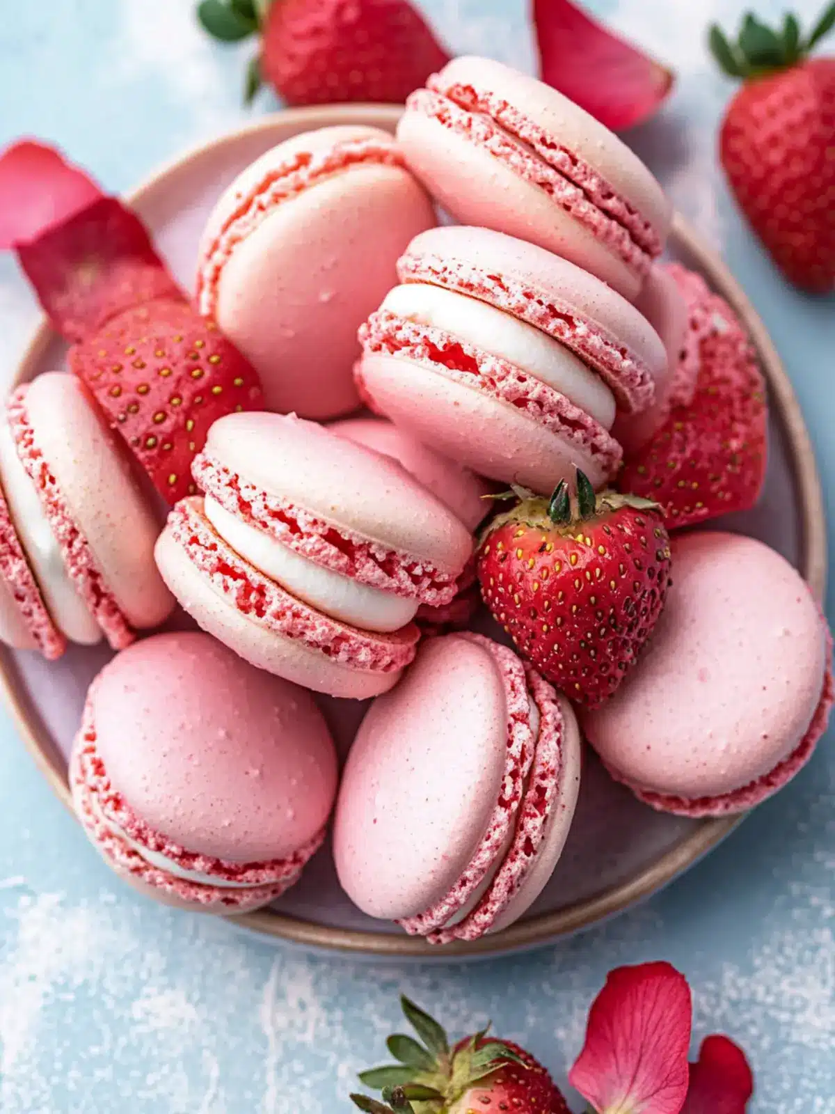 Strawberry Macaron Shells